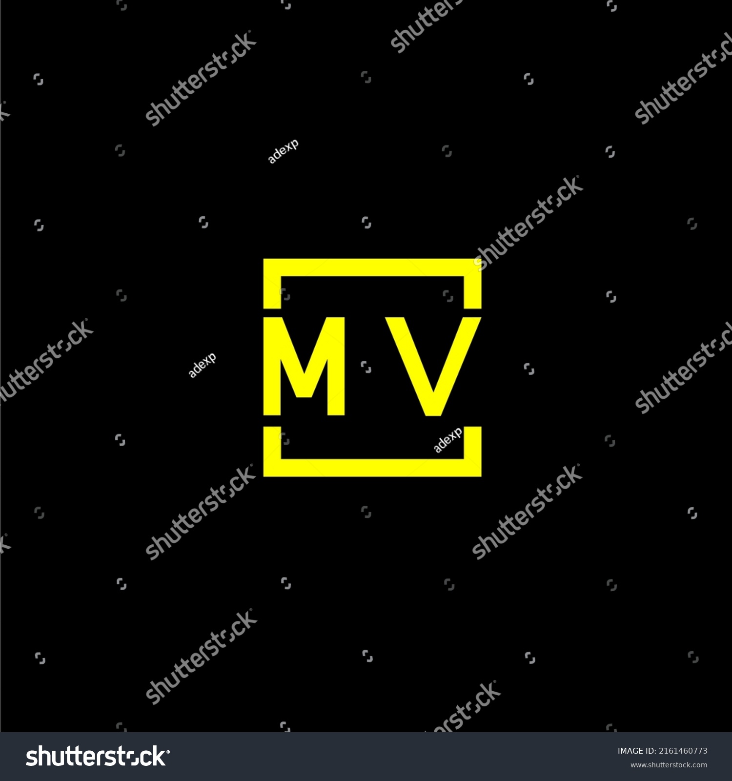 Mv Initial Monogram Logo Square Style Stock Vector Royalty Free