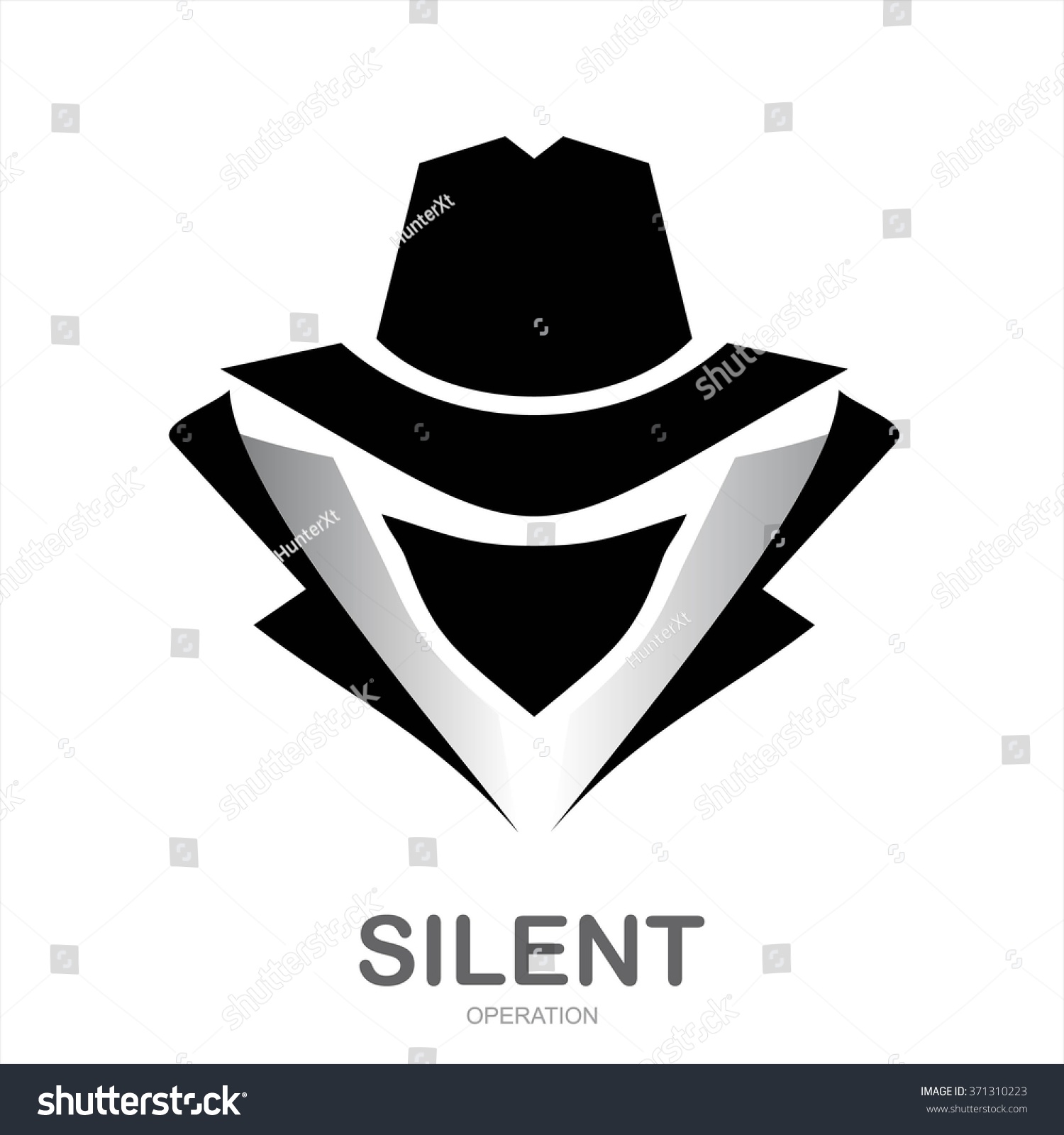 Mysterious Man In Black Suit With The Mask On White Background Secret Service Agent Icon