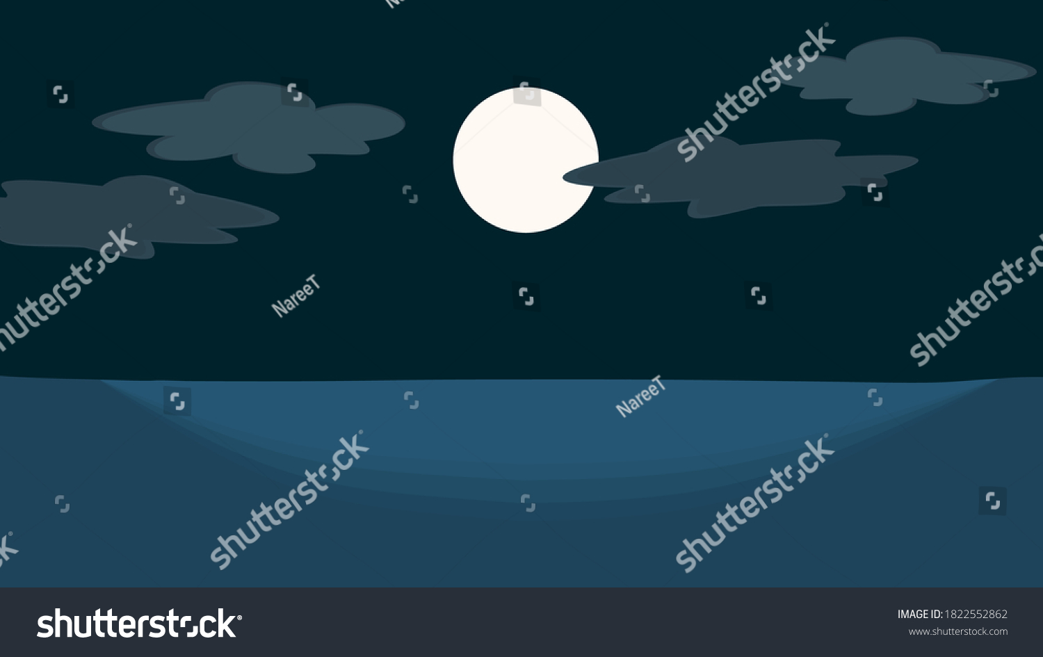 Mystical Night Sky Full Moon Background Stock Vector Royalty Free