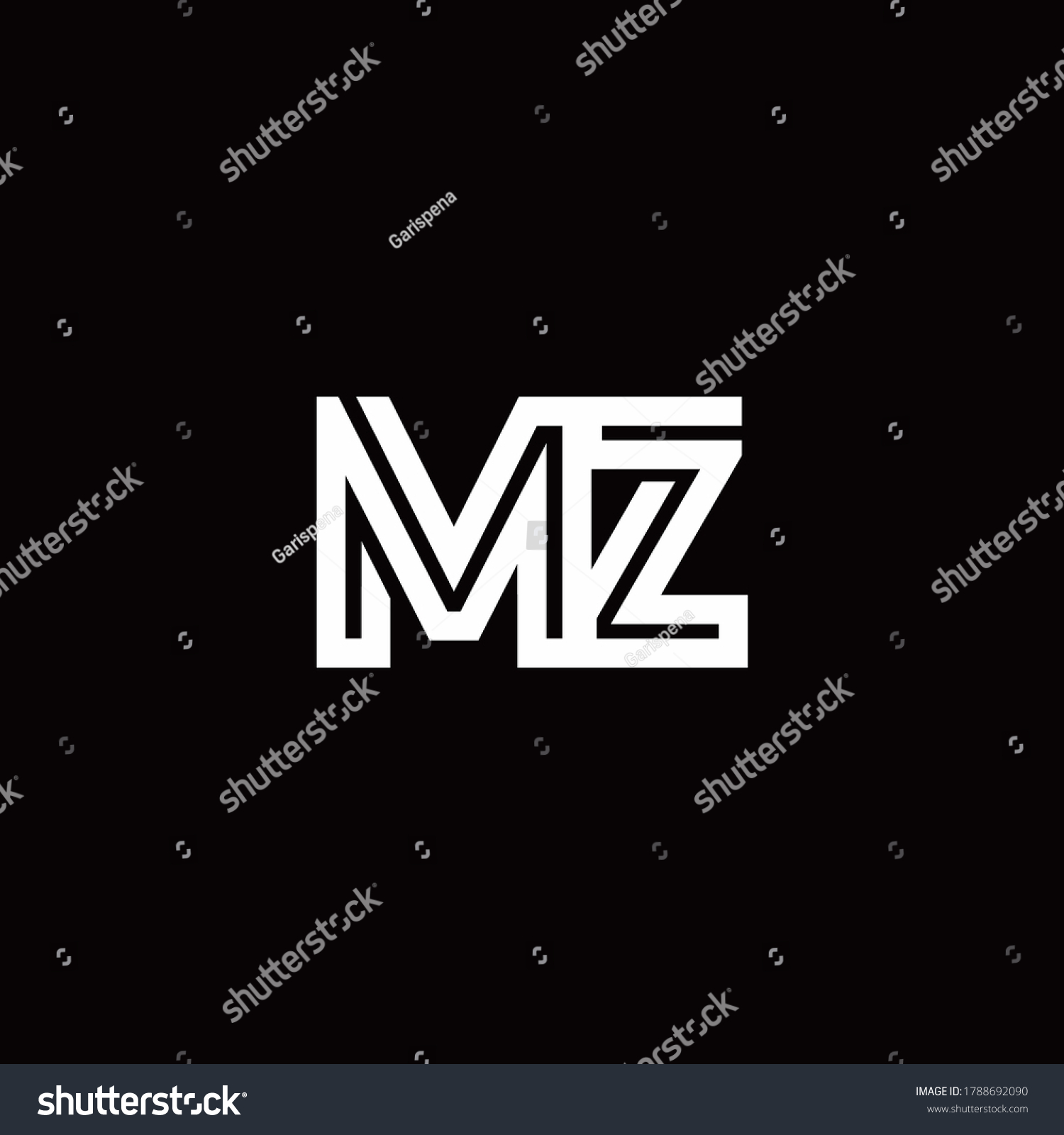 Mz Monogram Logo Abstract Line Design Stock Vector Royalty Free