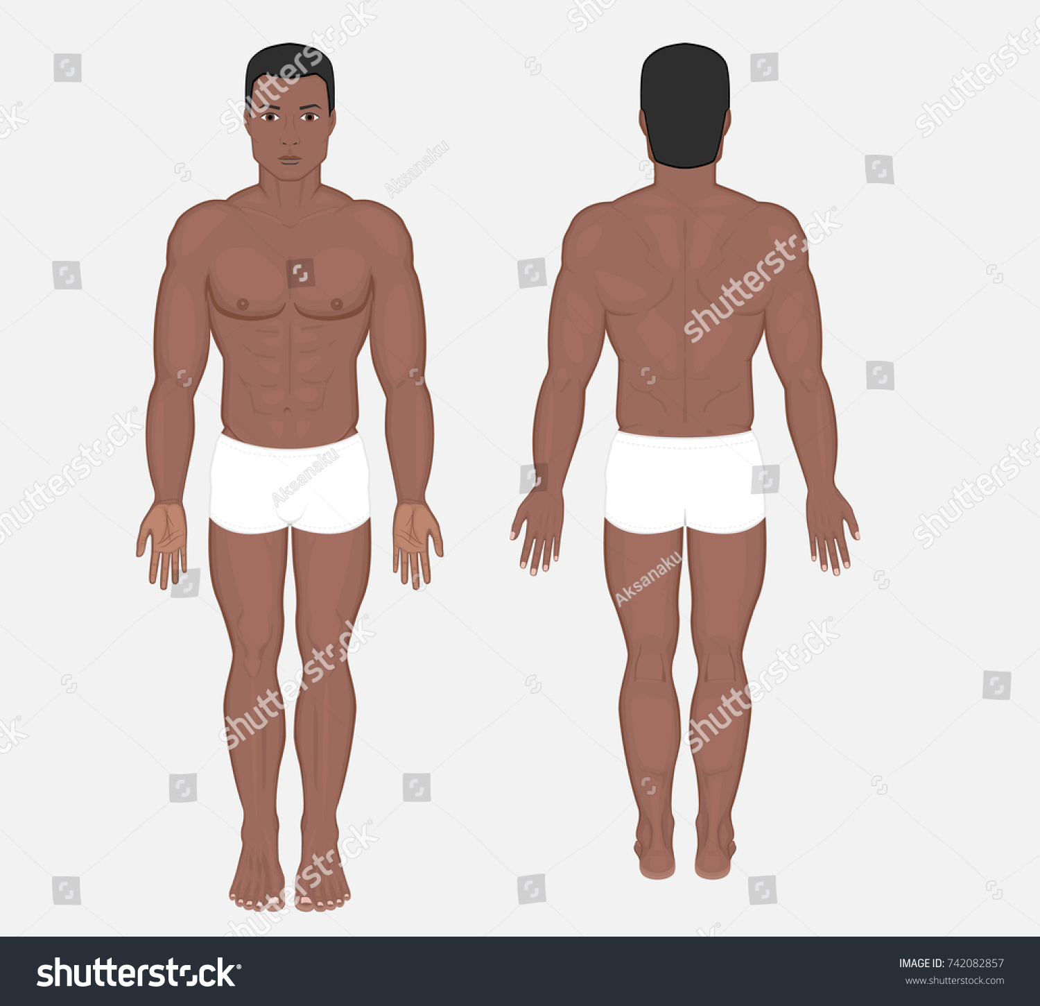 Naked Body African American Man Full Stock Vector Royalty Free