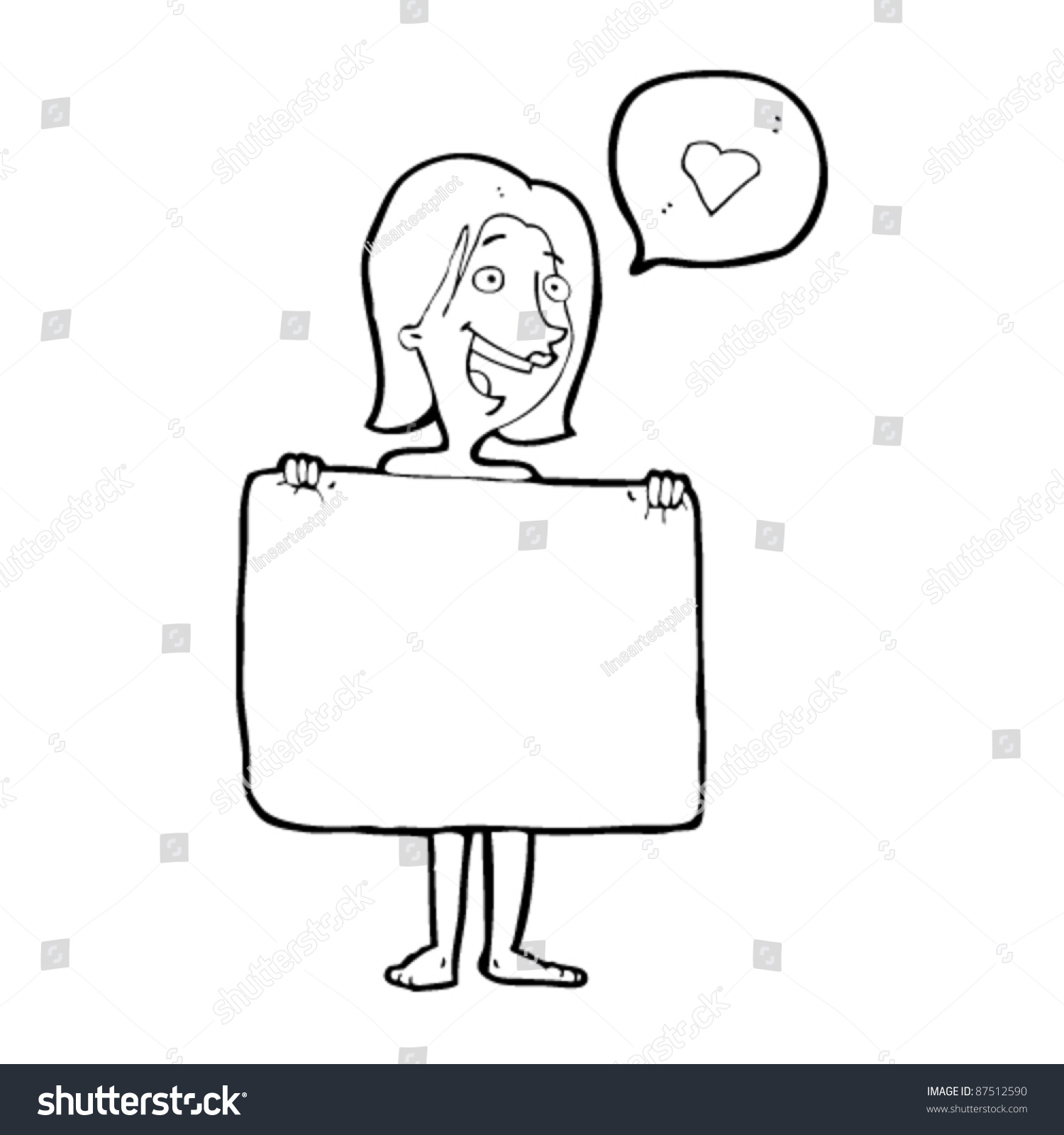 Naked Woman Hiding Behind Towel Cartoon Stock Vector Illustration Shutterstock