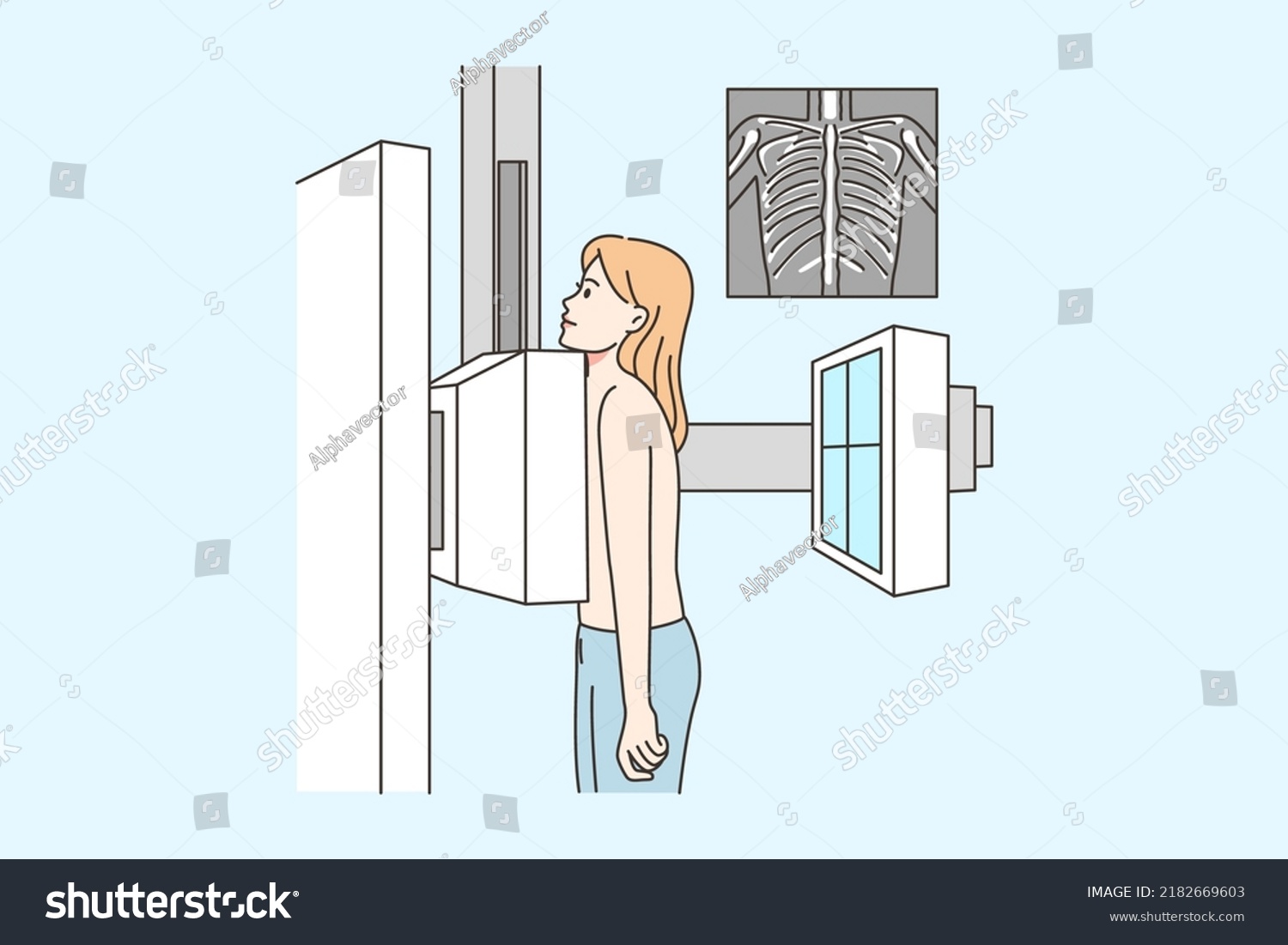 Naked Woman Making Breast Xray Shot Stock Vector Royalty Free