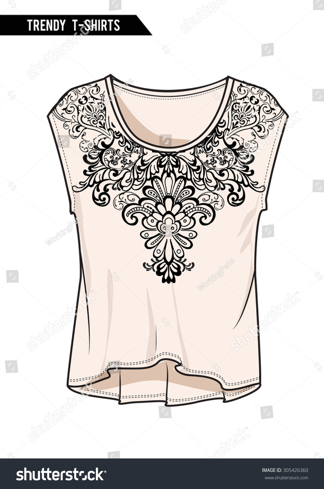 Neck print with trendy women top for fashion and other uses in vector Neck print with trendy women top for fashion and other uses in vector
