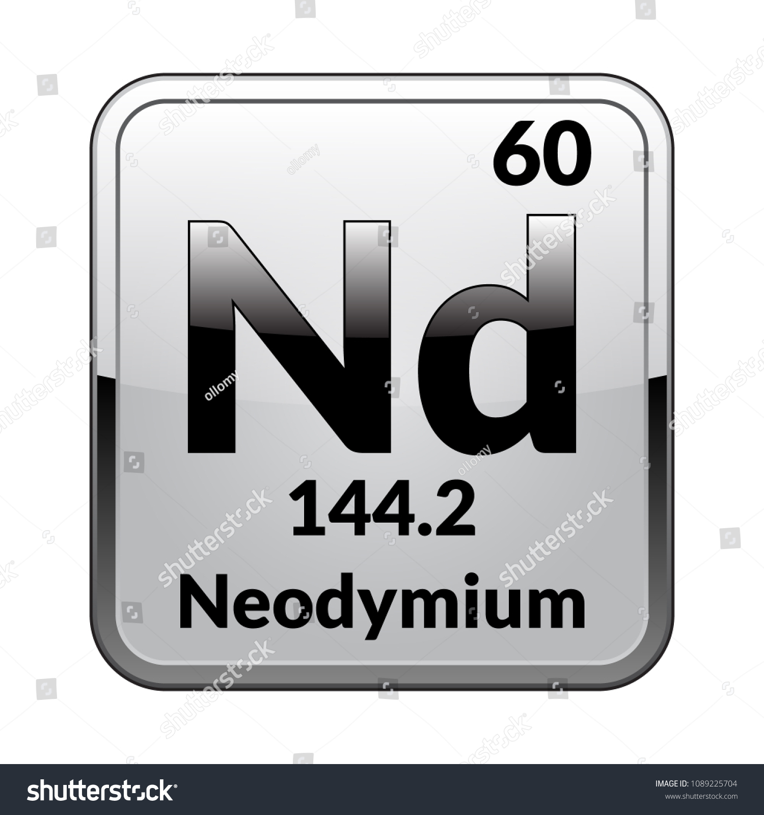 Neodymium Symbolchemical Element Periodic Table On Stock Vector