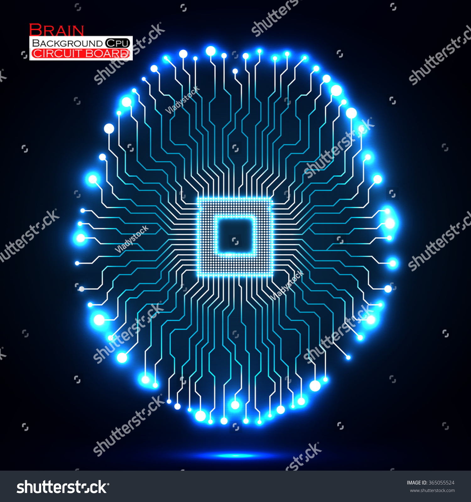 Neon Brain Cpu Circuit Board Abstract Stock Vector Neon Brain Cpu Circuit Board Abstract Stock Vector