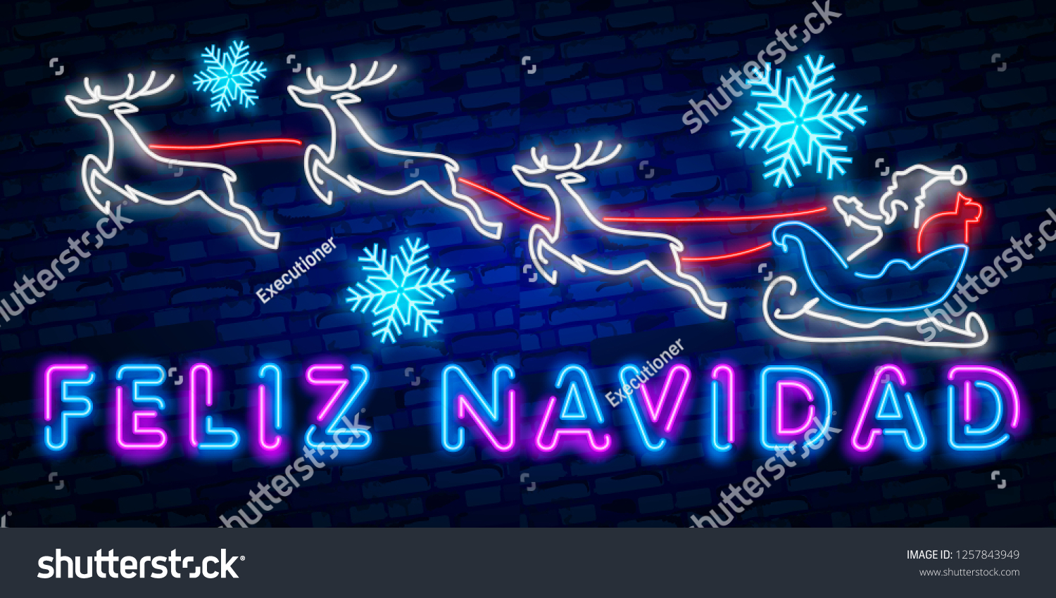 Neon Felices Fiestas Handwritten Phrase Translated Stock Vector