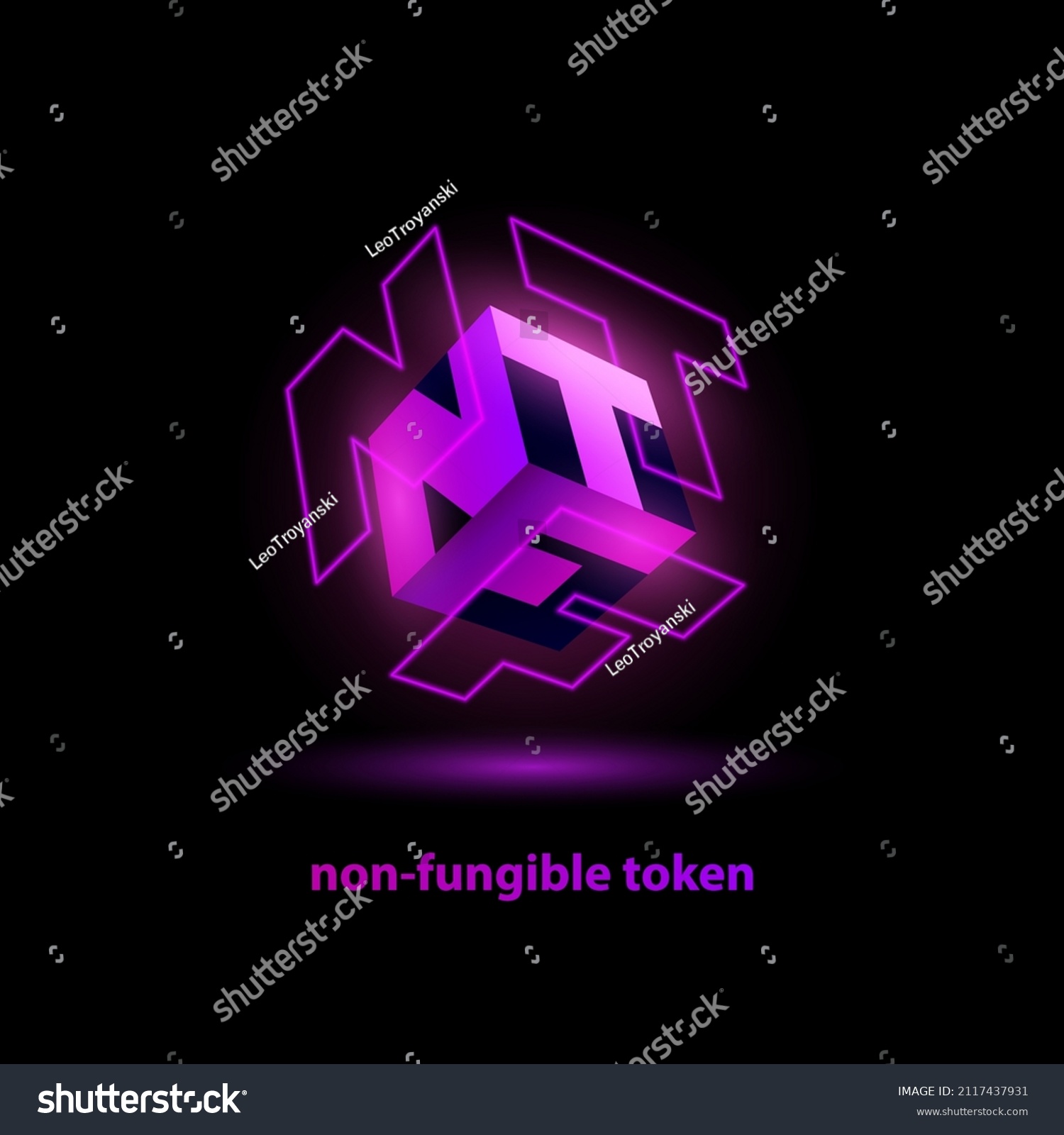 Neon Purple Nft Text Icon Nft Stock Vector Royalty Free 2117437931