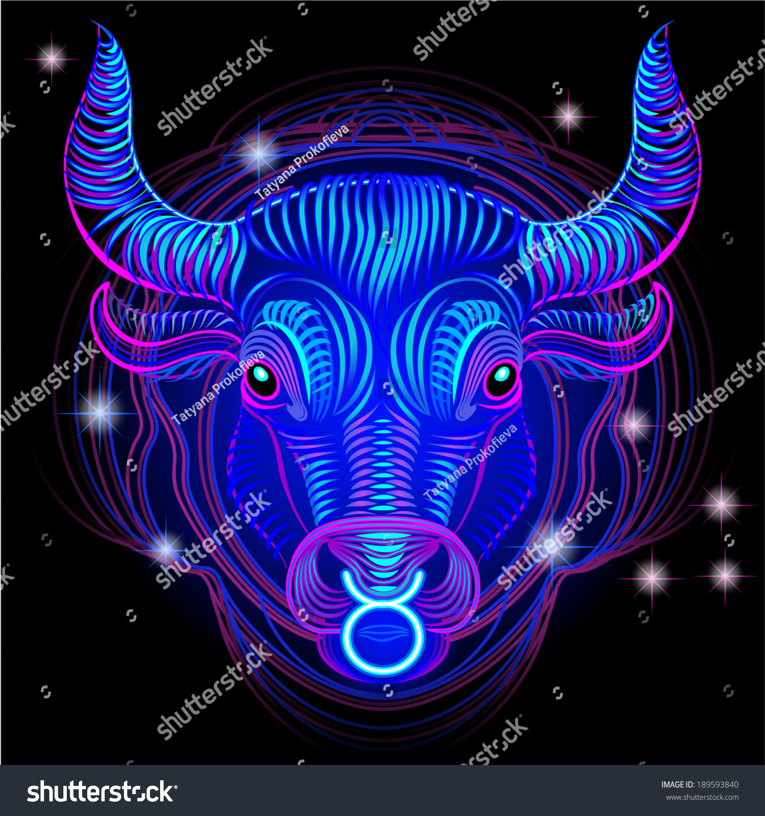 Neon Signs Zodiac Taurus Stock Vector 189593840 Shutterstock