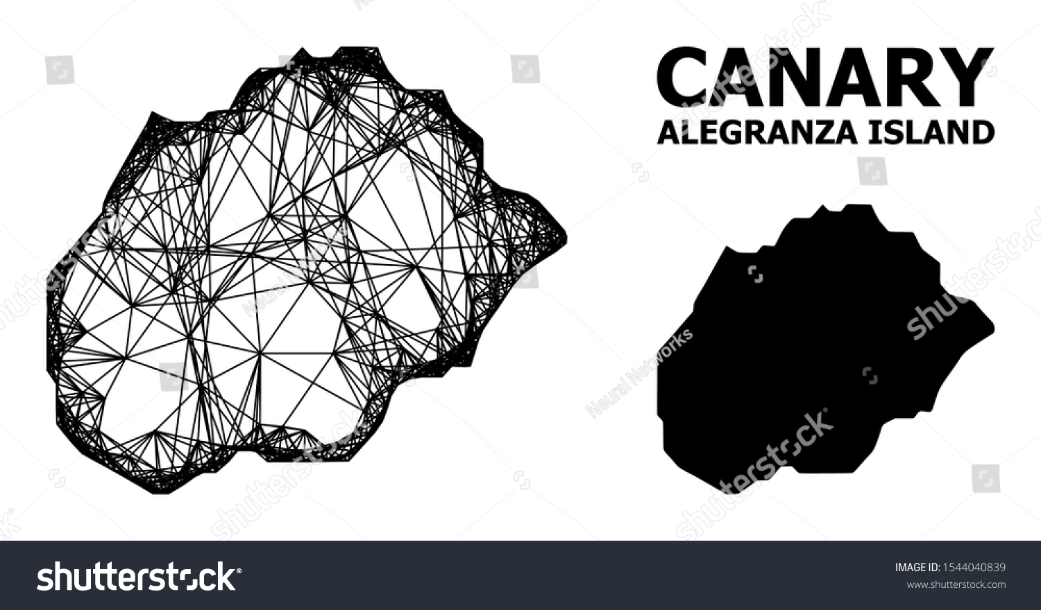 Net Vector Map Alegranza Island Wire Stock Vector Royalty Free