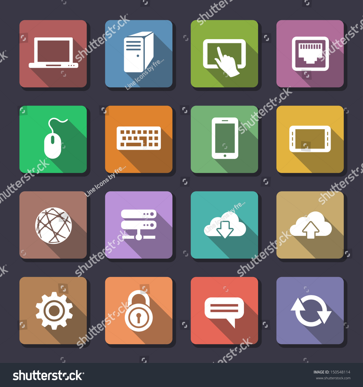 Network Mobile Devices Network Connections Icons Stock Vector 150548114