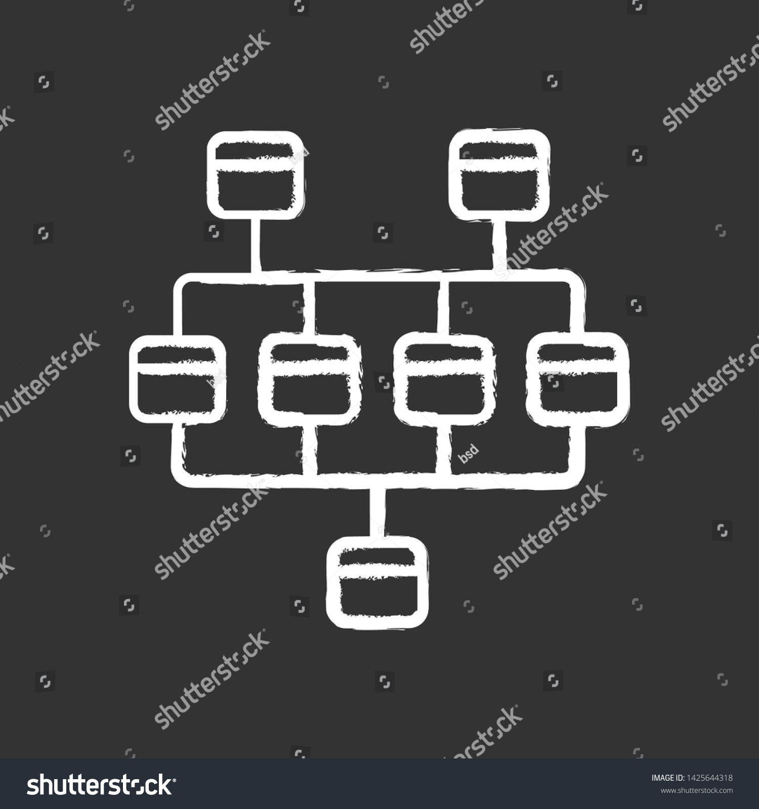 Vektor Stok Network Diagram Chalk Icon Cluster Diagram Tanpa Royalti