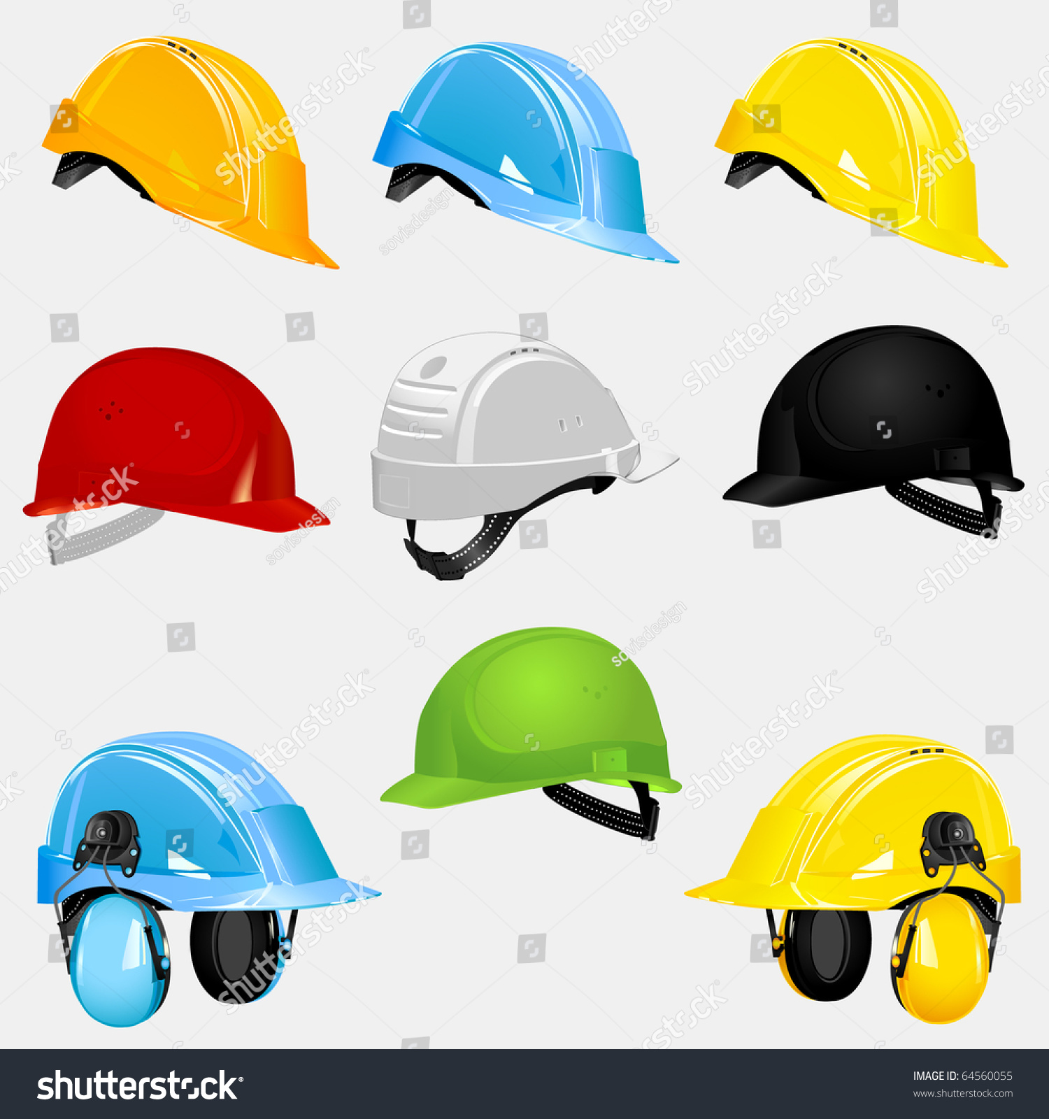 New Safety Set Helmets. Vector Illustration - 64560055 : Shutterstock