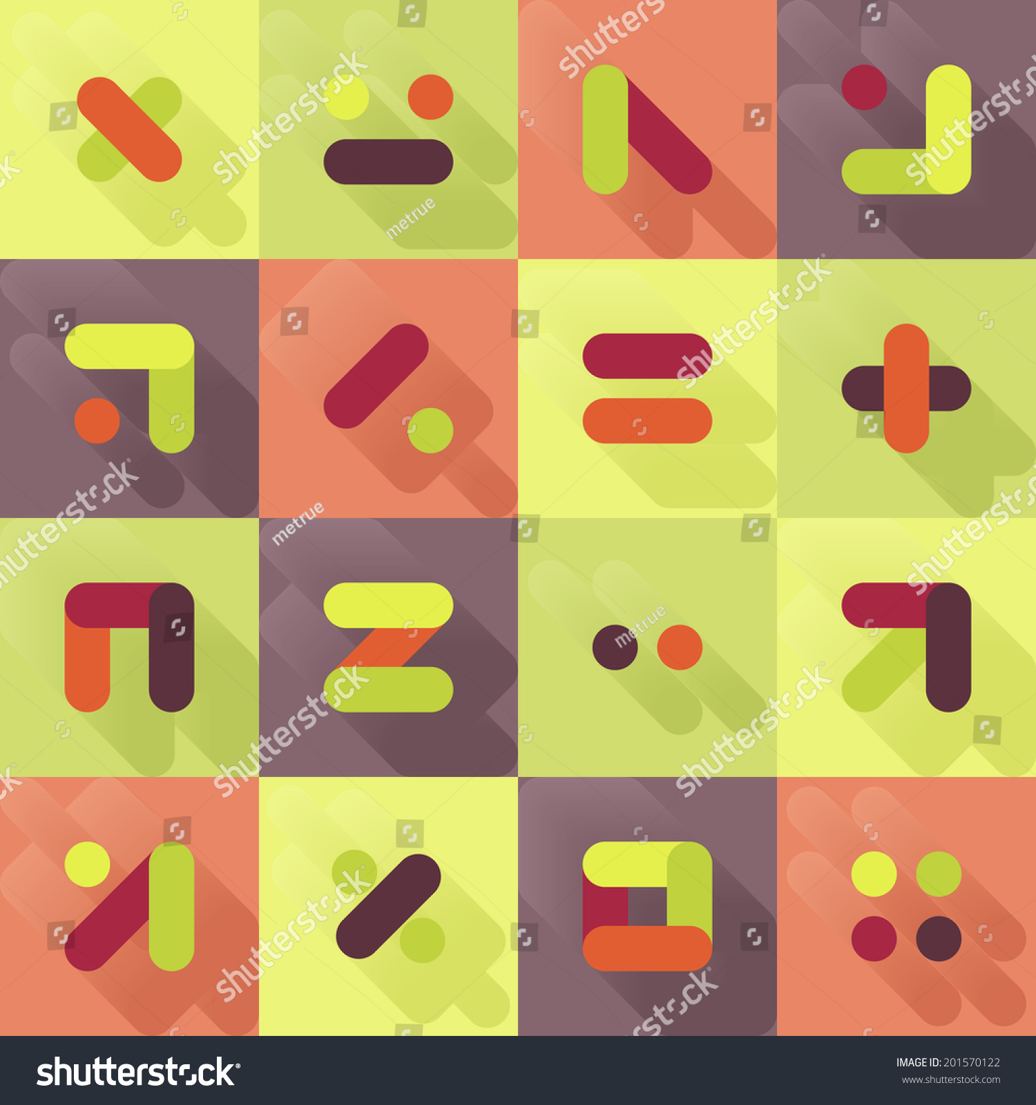 New Set Of Flat Icons Mathematical Symbols Stock Vector Illustration