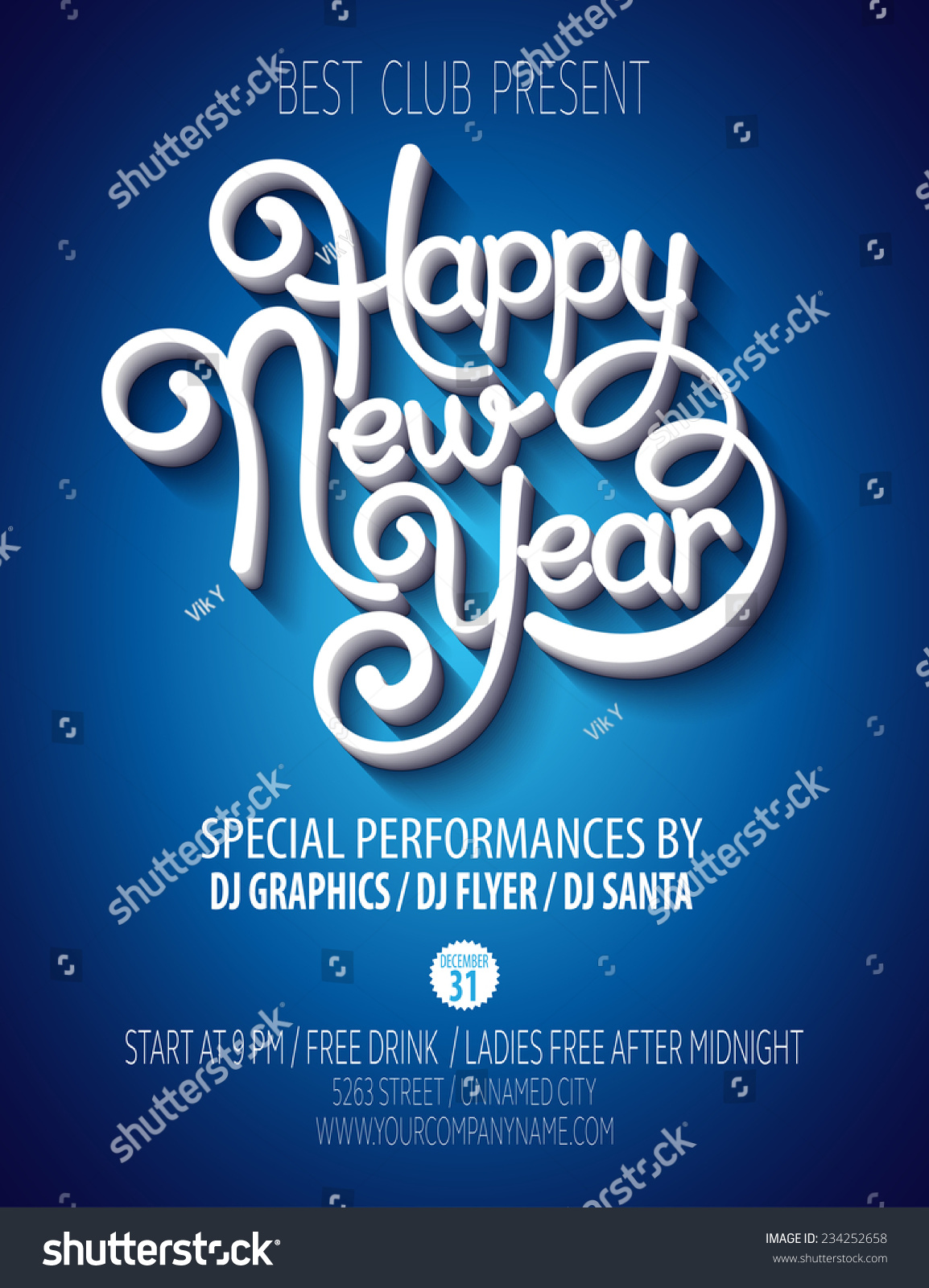 New Years Party Poster Vector Illustration Stock Vector 234252658 - Shutterstock