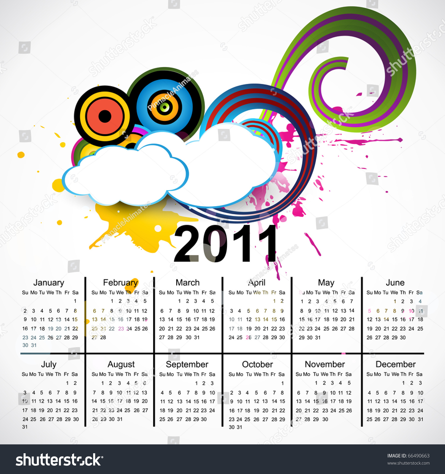 New Year Vector Calendar Design 66490663 Shutterstock