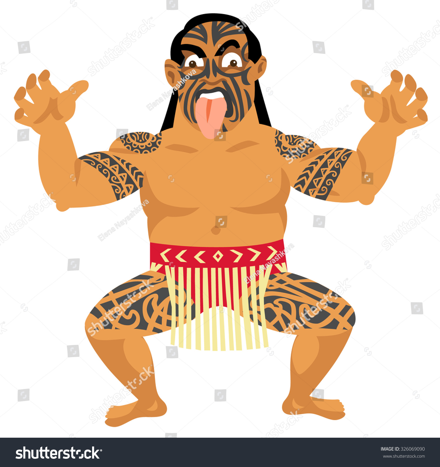 New Zealand Maori Man Doing Traditional Haka Dance Stock Vector Illustration 326069090 5547