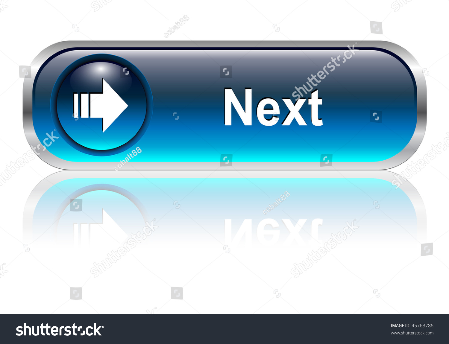 Next Button Icon Blue Glossy With Shadow Vector Illustration