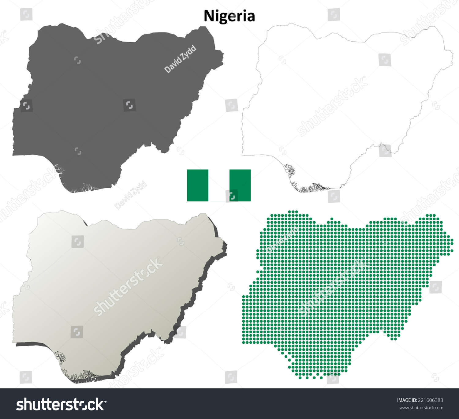 Nigeria Blank Detailed Outline Map Set Stock Vector