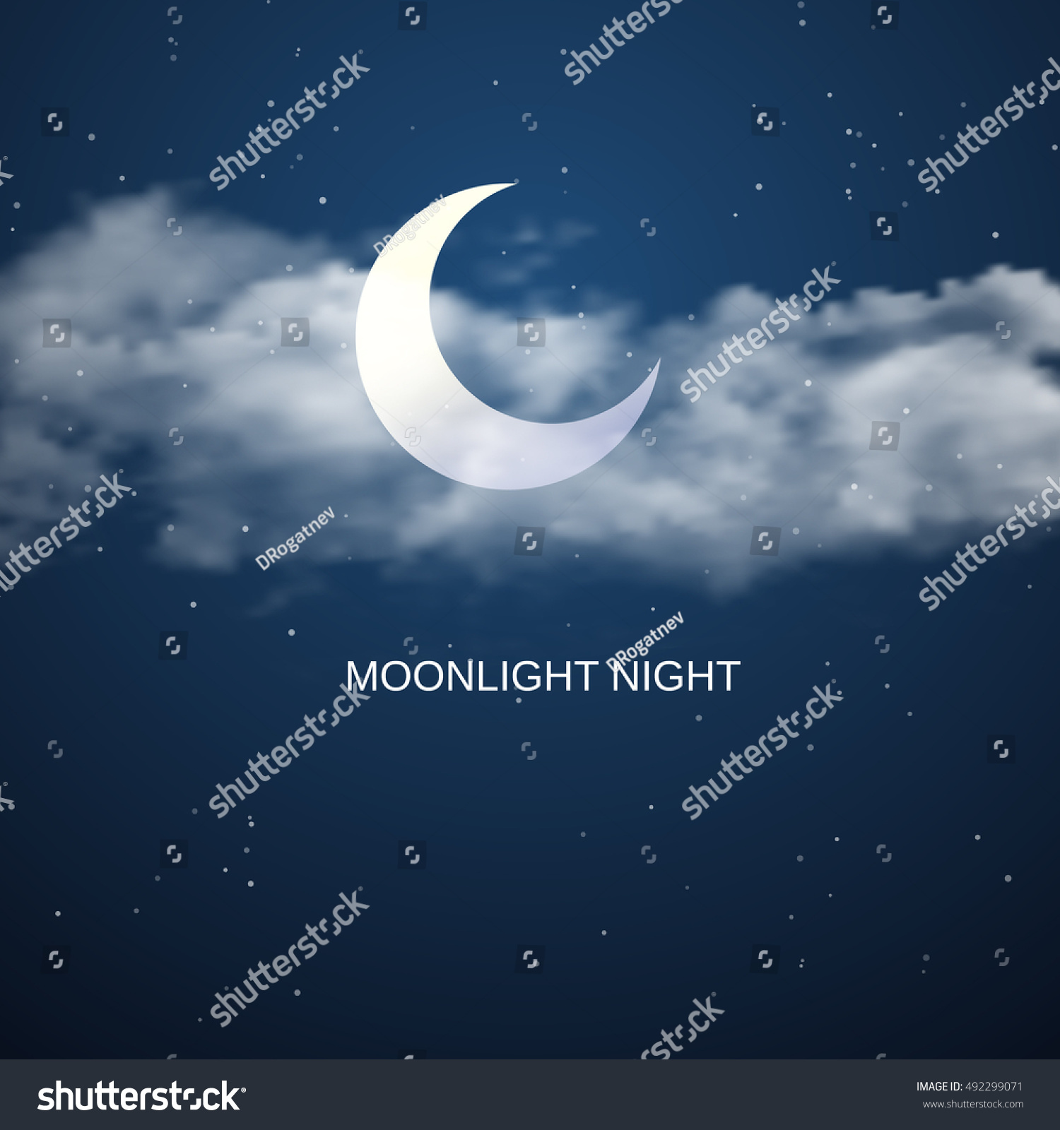 Night Sky Background Half Moon Clouds Vector De Stock Libre De