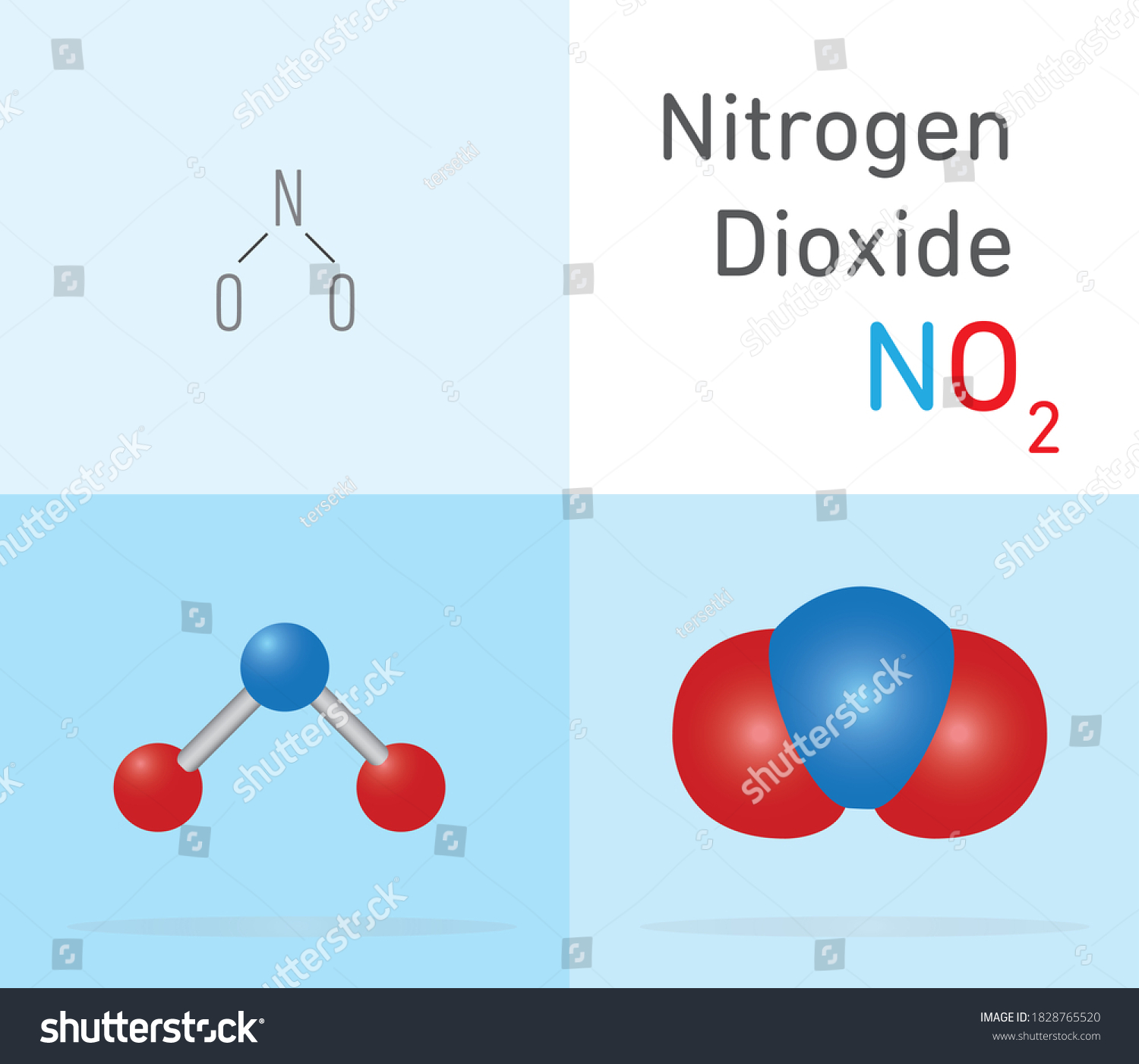 Molécula de gas dióxido de nitrógeno vector de stock libre de