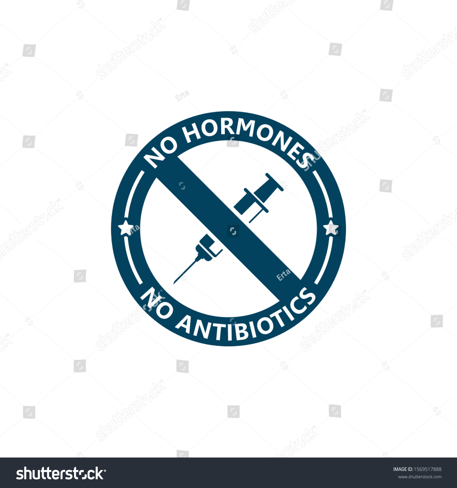 No Antibiotics Food Label Stamp Hormones Stock Vector Royalty Free