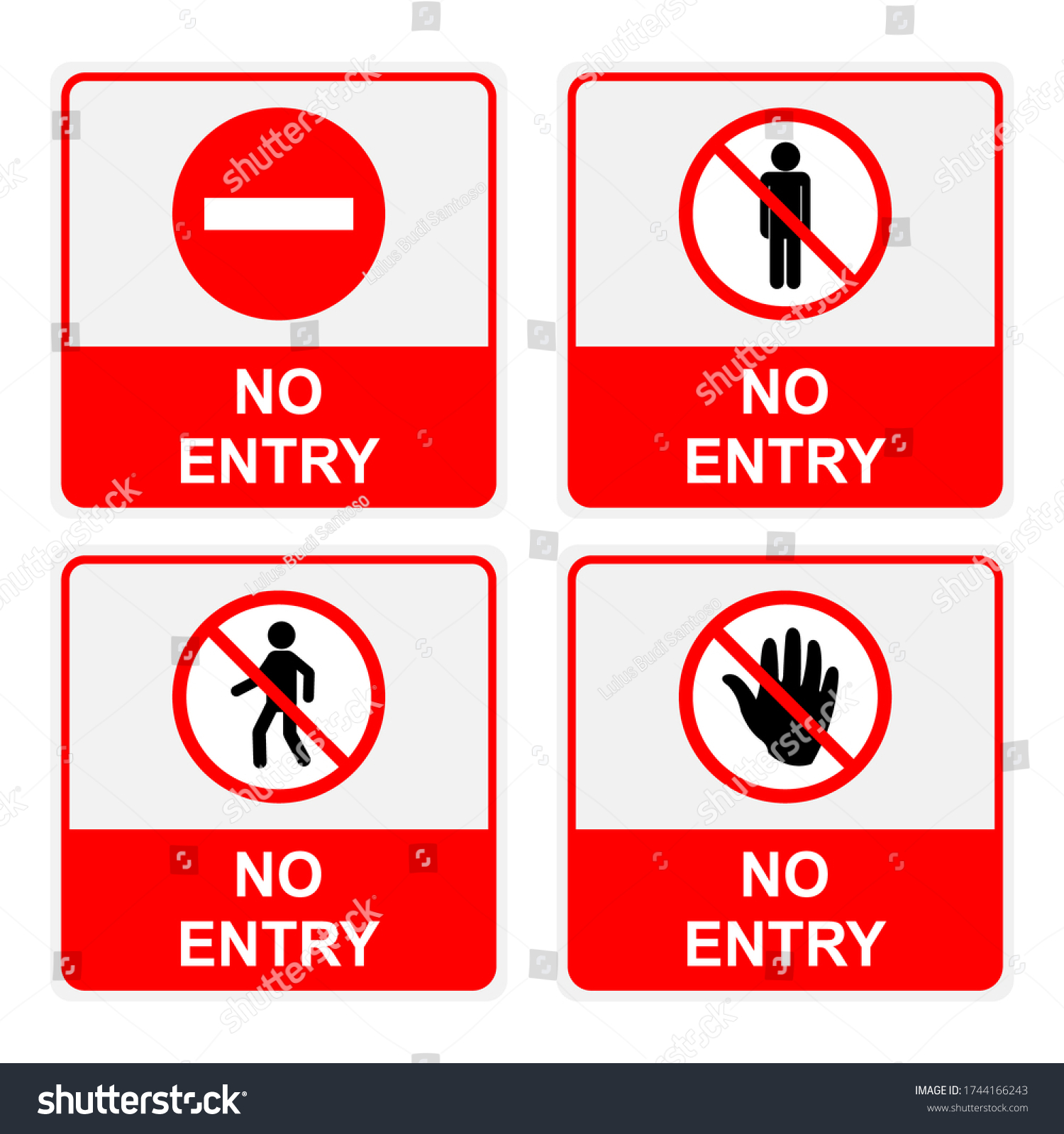 Vektor Stok No Entry Sign Set No Access Tanpa Royalti