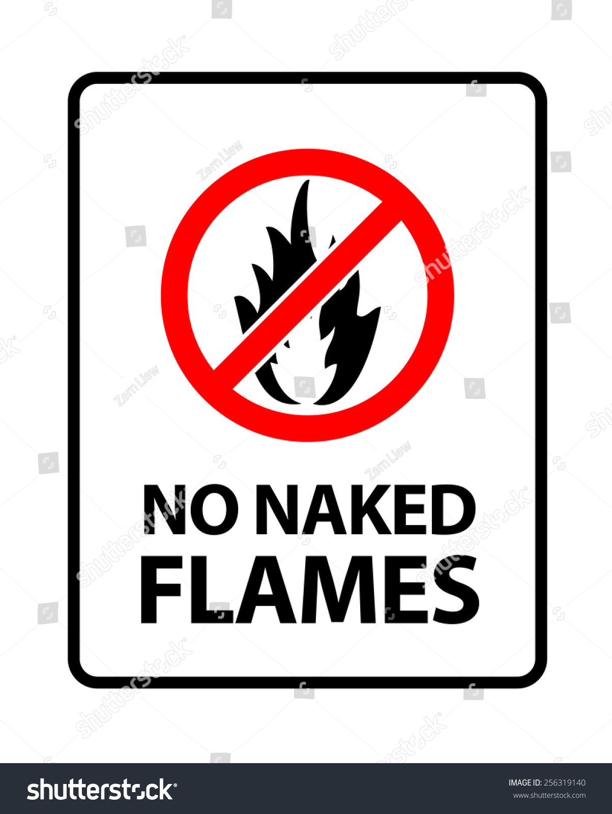 No Naked Flames Officebusiness Sign Formatted Stock Vector 256319140