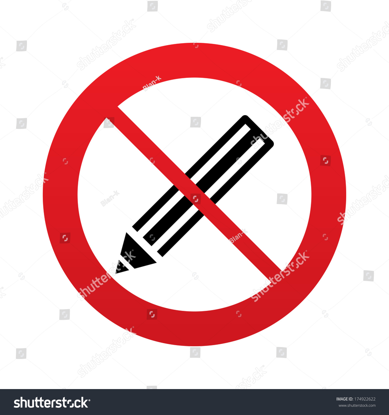 No Pencil Sign Icon Do Not Write Edit Content Button Red Prohibition 