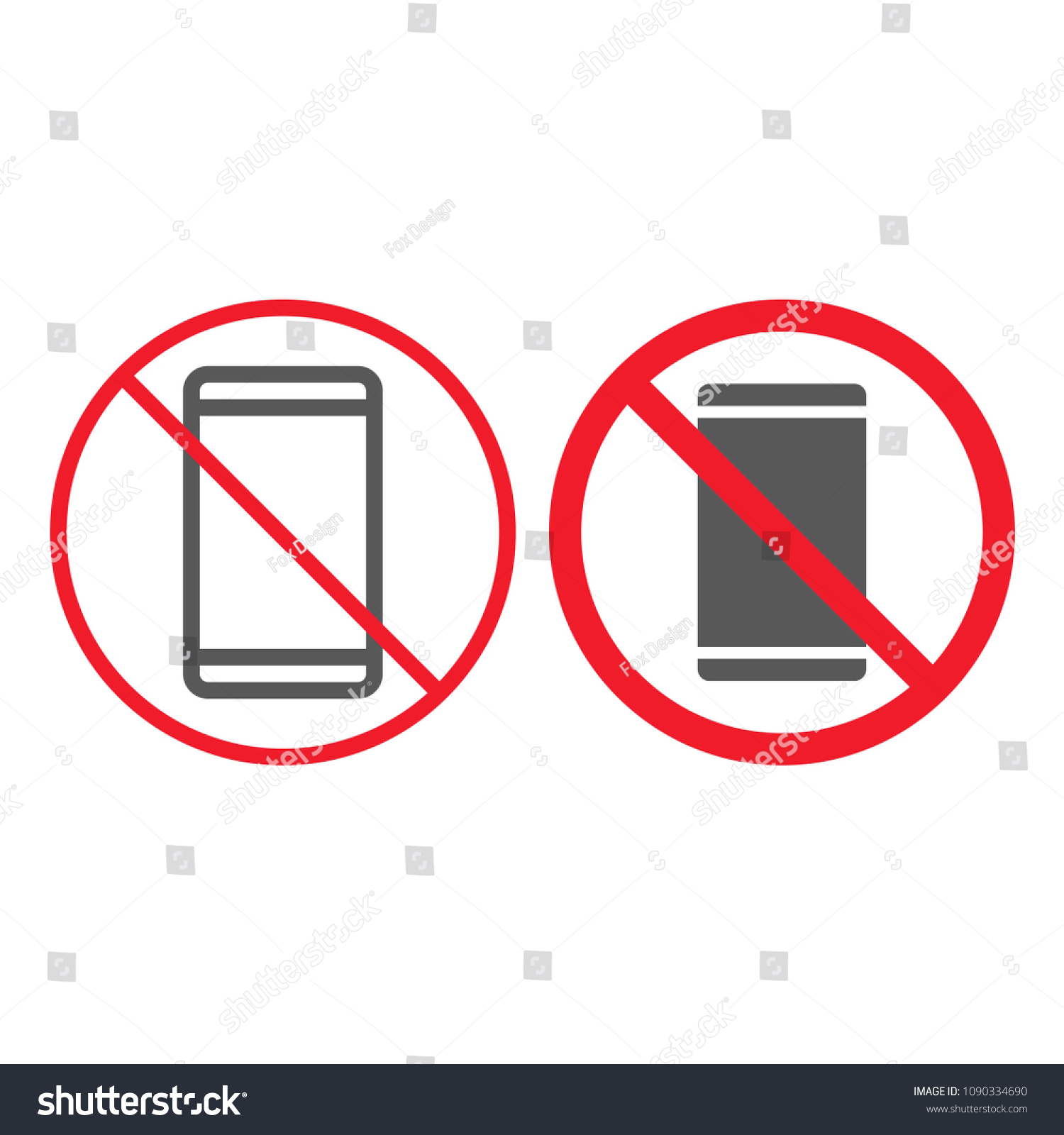 No Phone Line Glyph Icon Prohibition Stock Vector Royalty Free