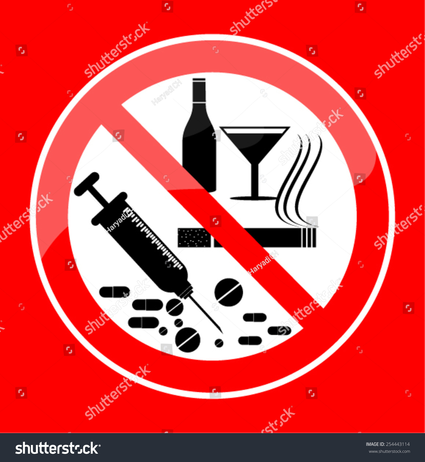 No Smoking Alcohol Drugs Stock Vector Royalty Free