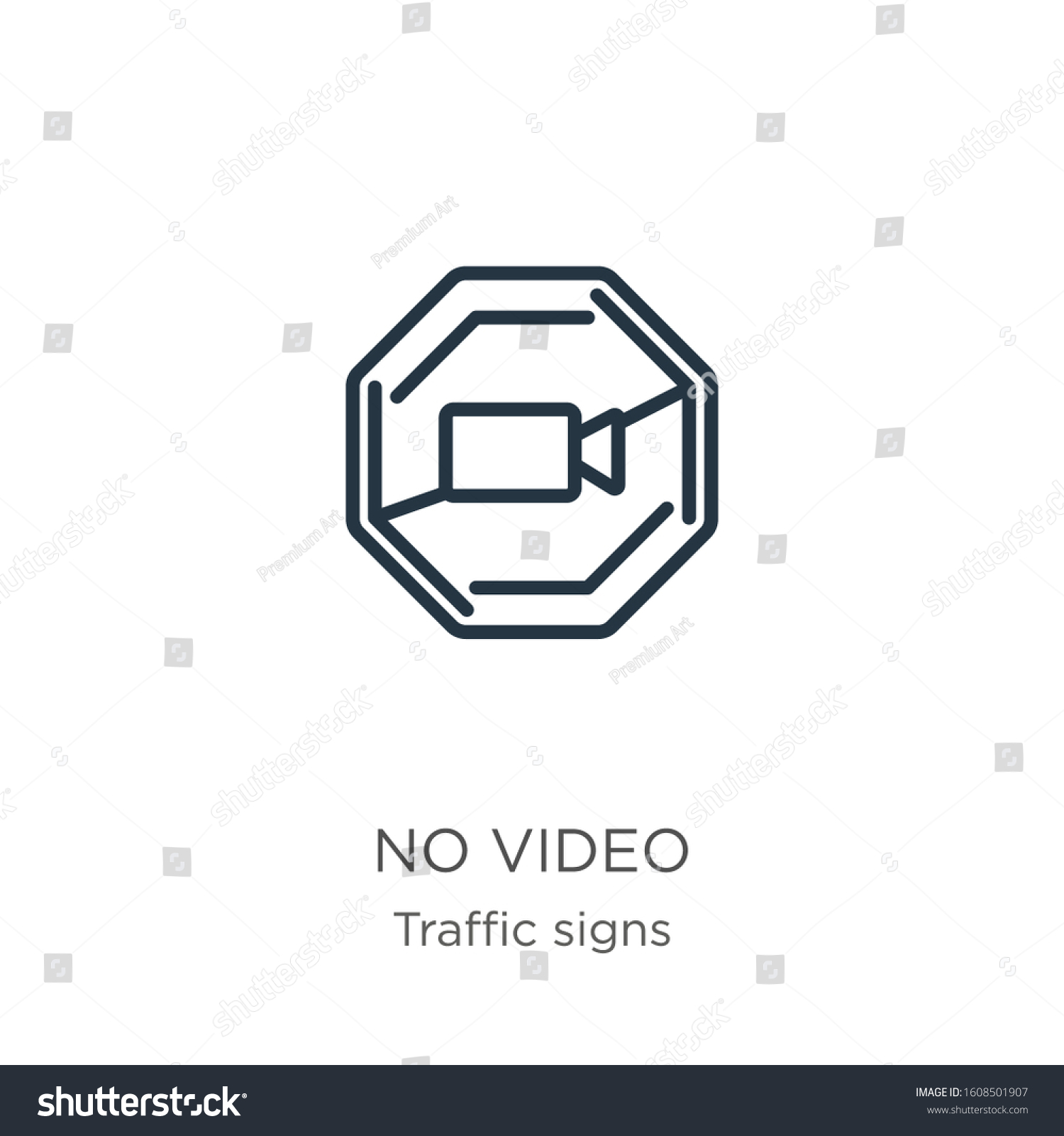 No Video Icon Thin Linear No Shutterstock