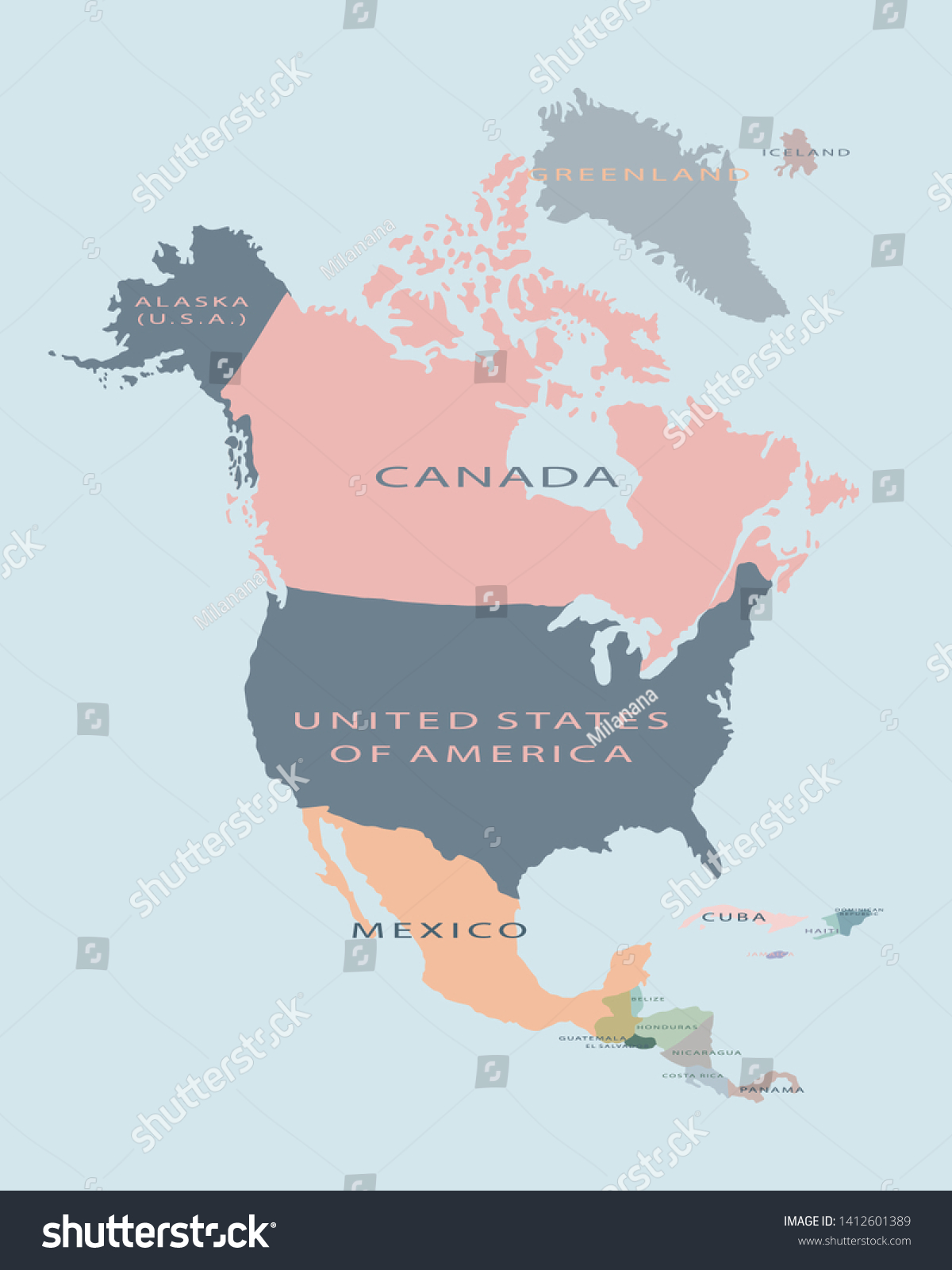 North America Political Map Vector Illustration Vetor Stock Livre De