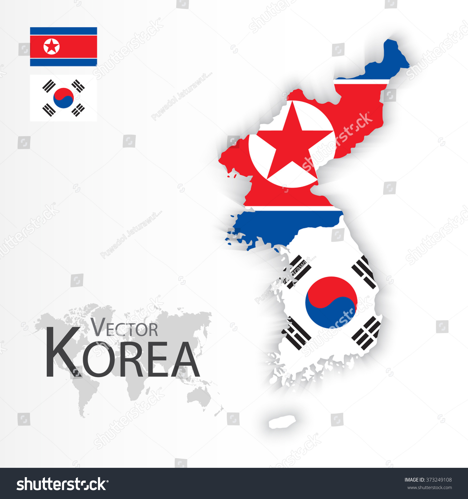 North Korea Democratic People s Republic of Korea and South Korea Republic of South Korea flag and map transportation and tourism concept North Korea Democratic People s Republic of Korea and South Korea Republic of South Korea flag and map transportation and tourism concept