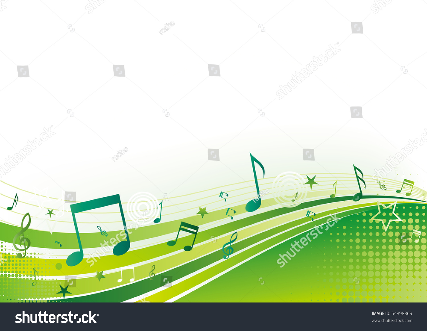 Notemusicgreen Background Stock Vector 54898369 - Shutterstock