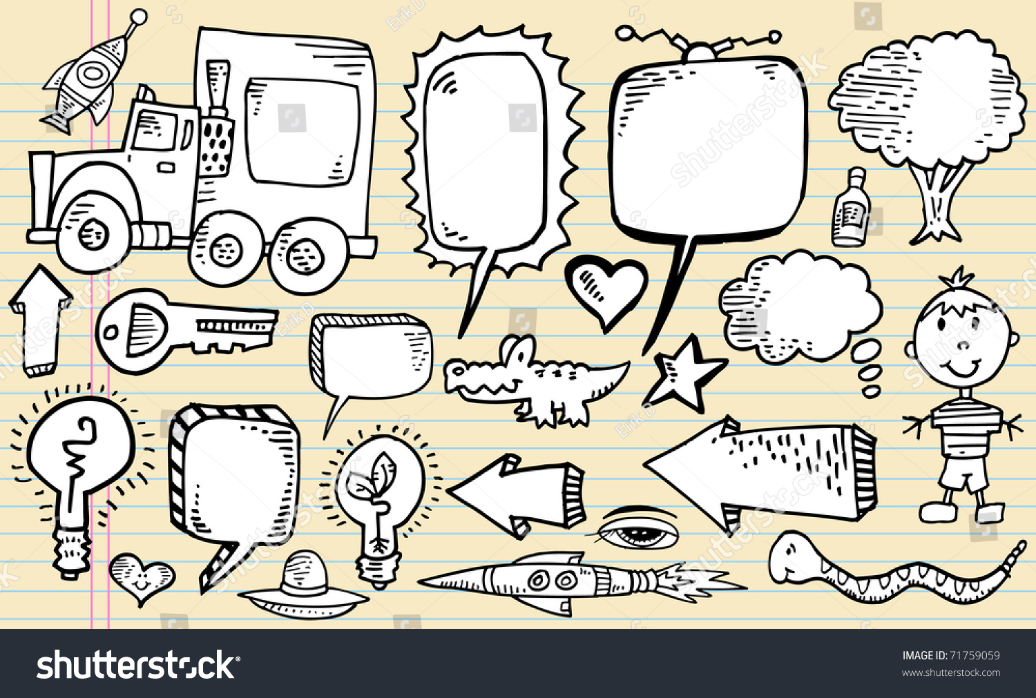 Notebook Sketch Doodle Clip Art Design Elements Mega Vector