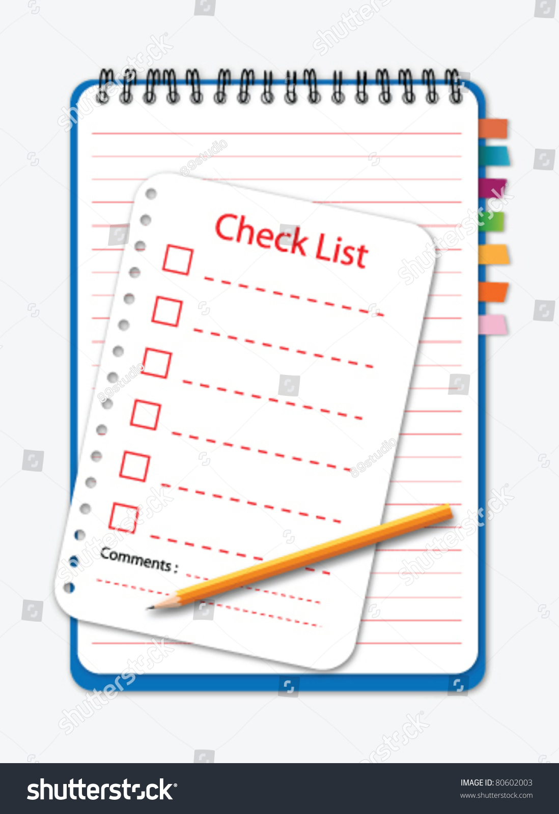 notebook-with-checklist-paper-stock-vector-illustration-80602003