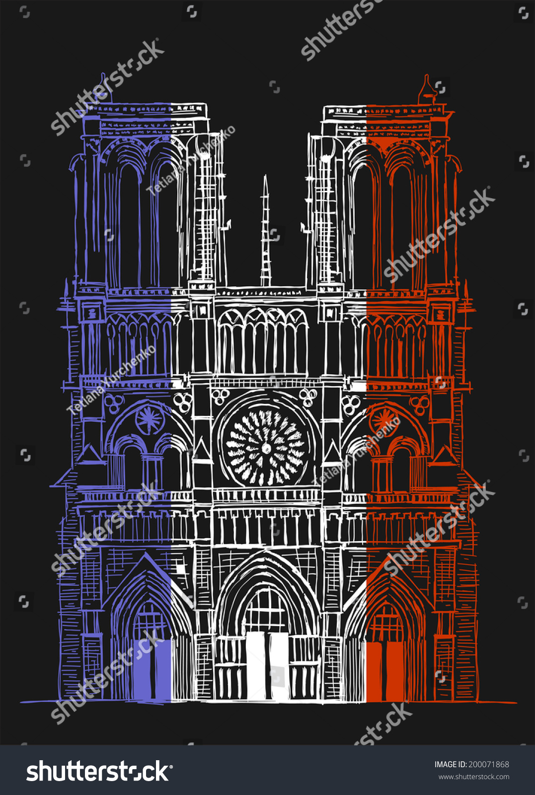 Notre Dame De Paris Cathedral France Hand Drawing Sketch Vector 200071868 Shutterstock 2502