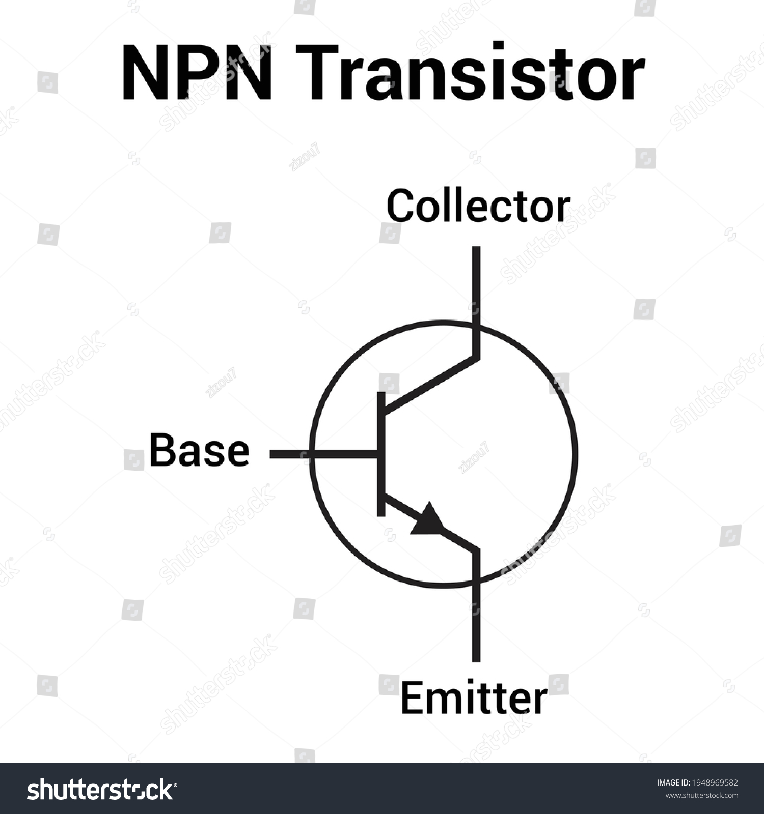 Vektor Stok Npn Transistor Schematic Symbol Vector Tanpa Royalti