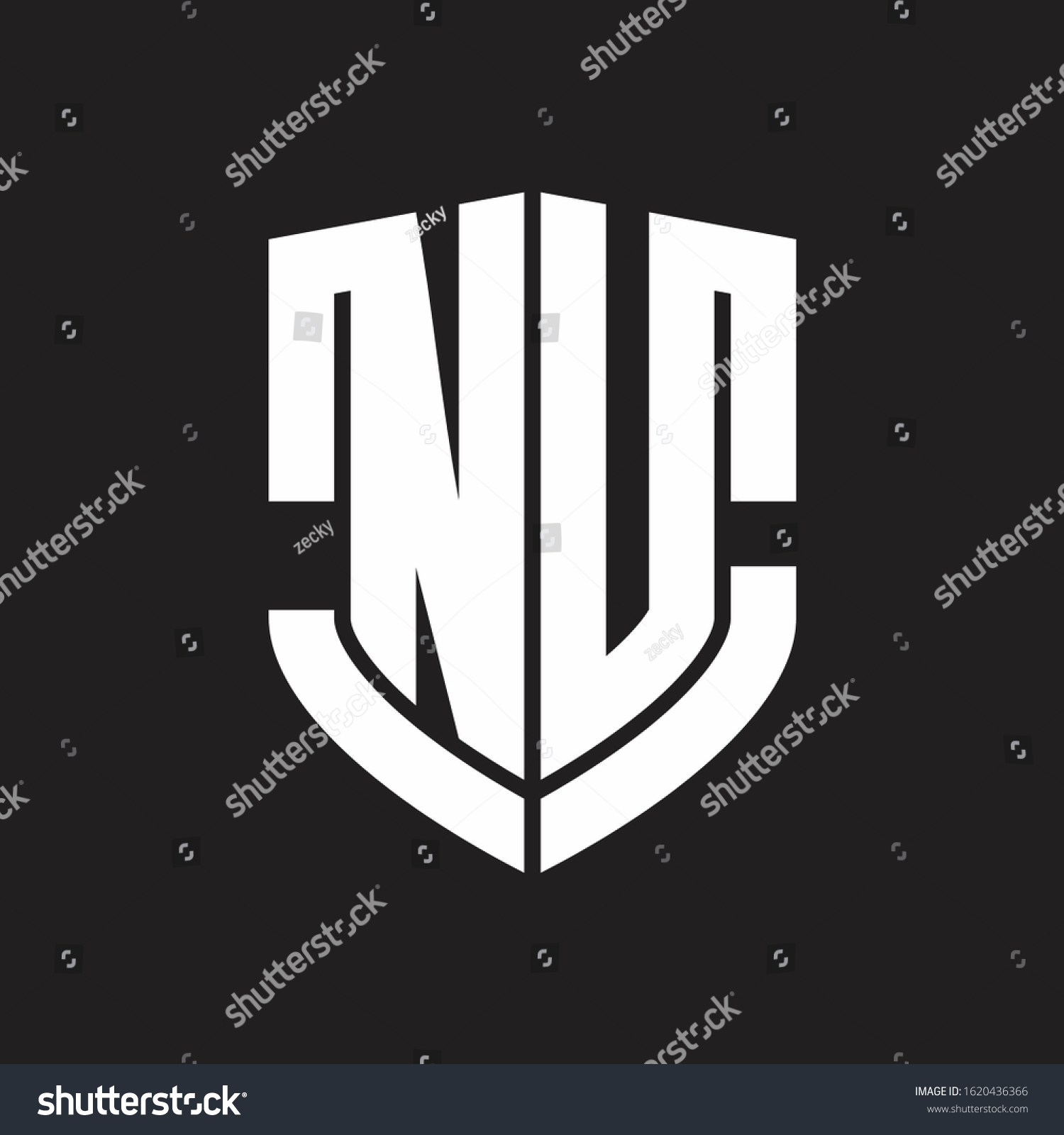 Nu Logo Monogram Emblem Shield Shape Stock Vector Royalty Free