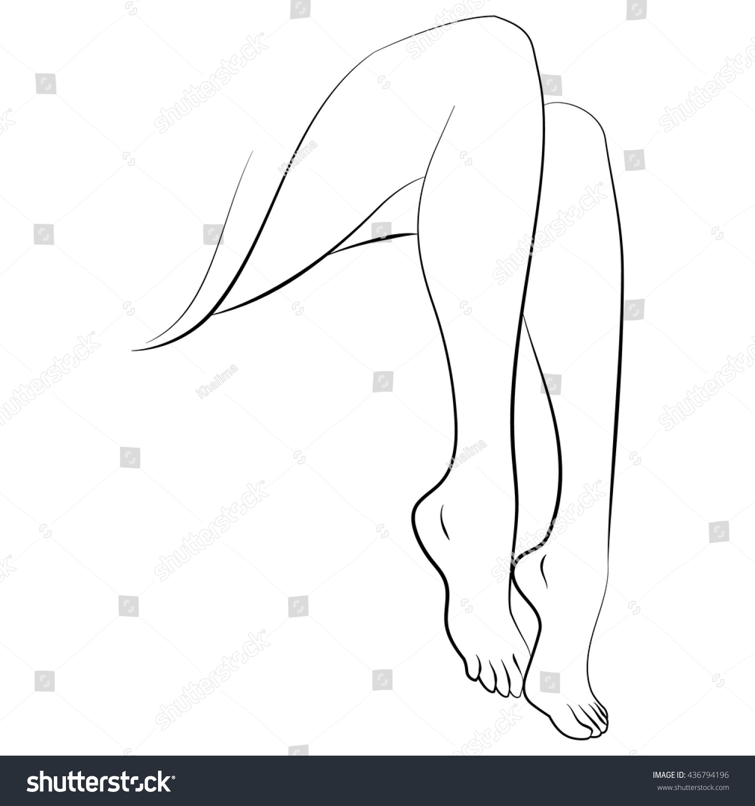 Nude Females Legs Line Drawing Illustration Shutterstock