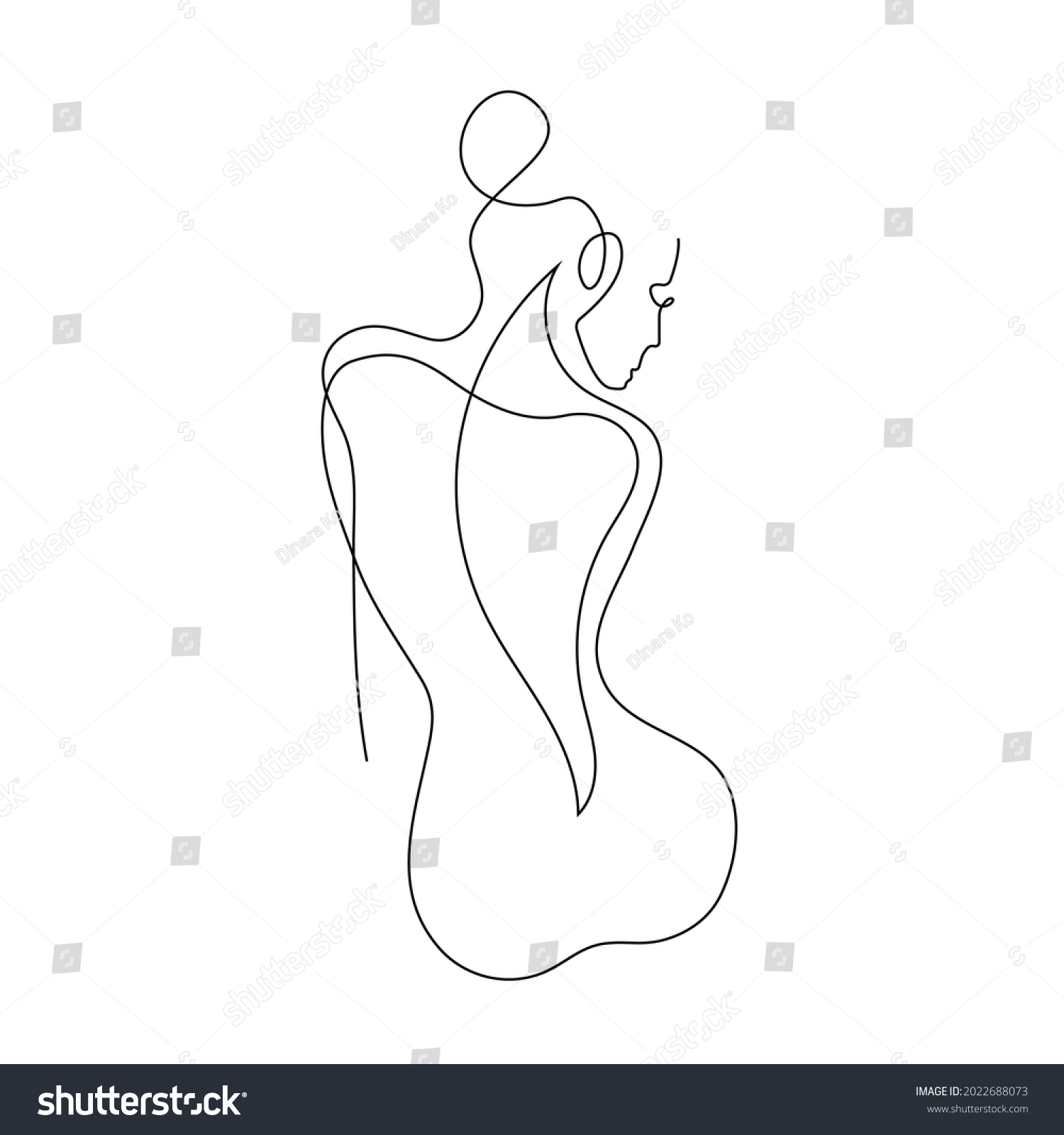 Stock Vektor Nude Woman Face Abstract Silhouette Continuous Bez The Best Porn Website