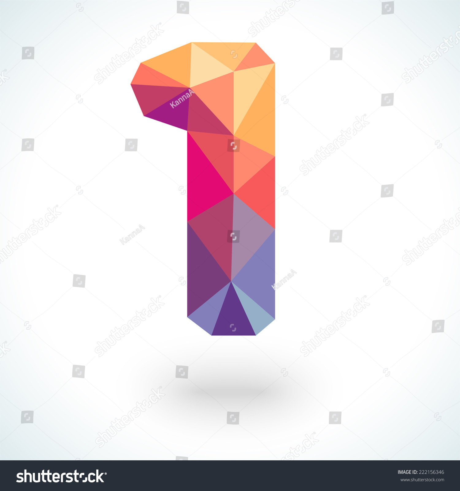 Number One In Modern Polygonal Crystal Style. Vector Illustration