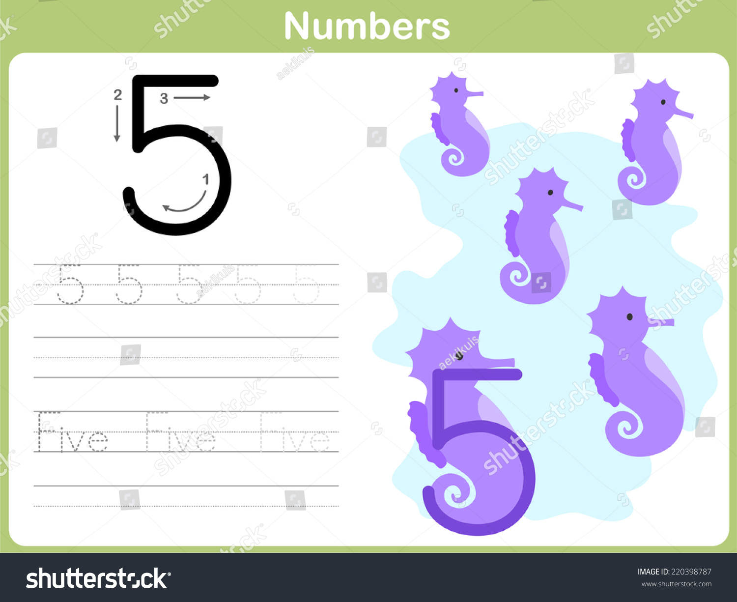 Number Tracing Worksheet: Writing 0-9 Banco de ilustração vetorial