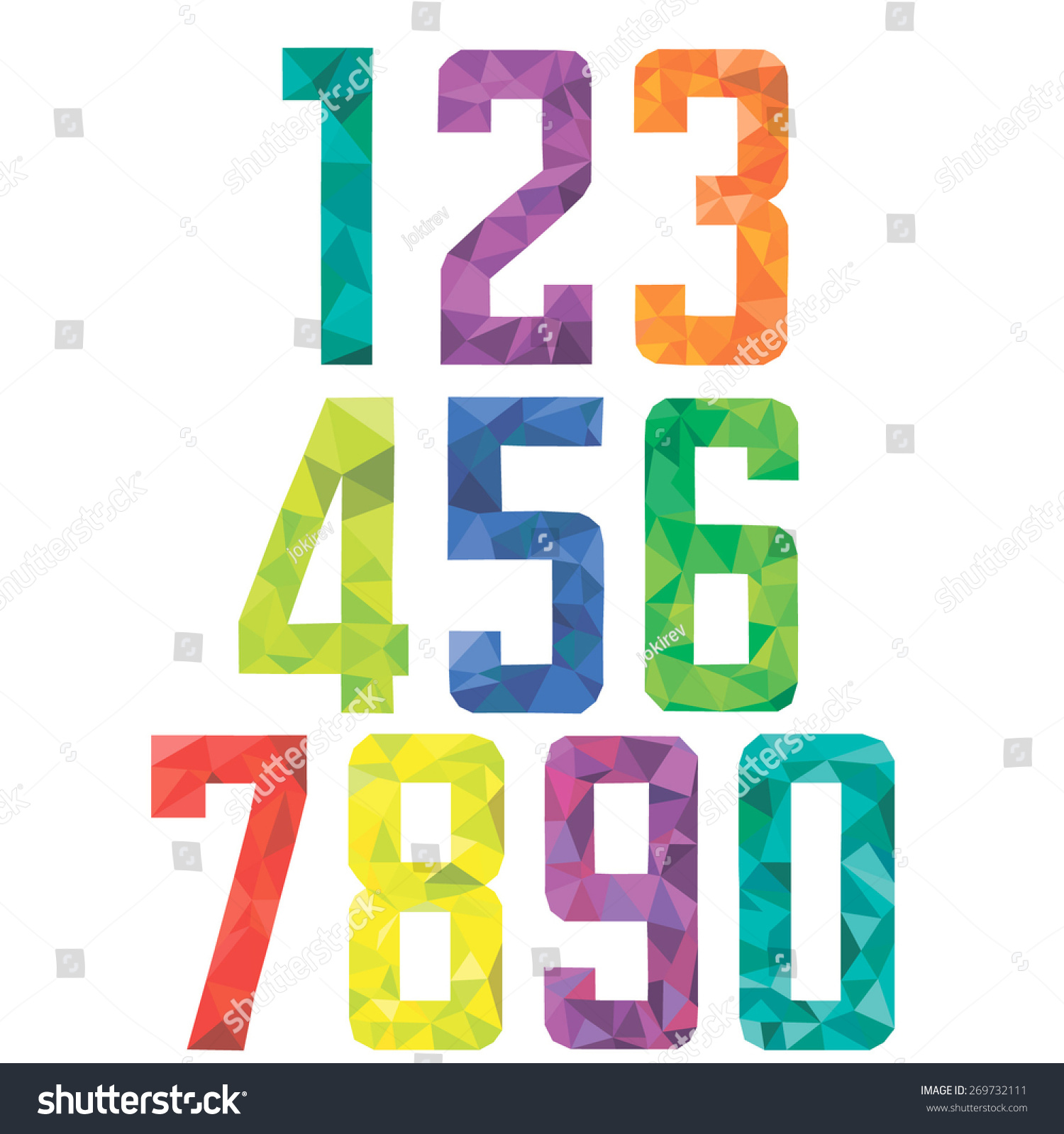 Numbers Set. Numerals Low Poly Vector Illustration - 269732111 : Shutterstock