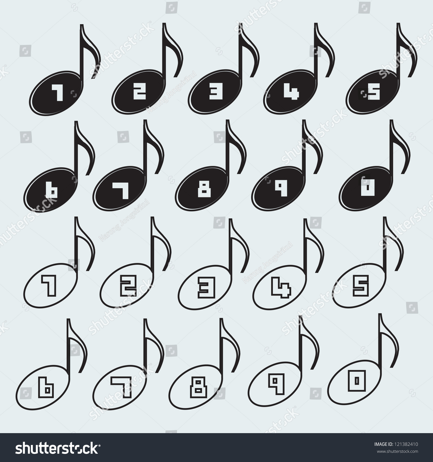 Numbers With Music Notes Stock Vector Illustration 121382410 : Shutterstock