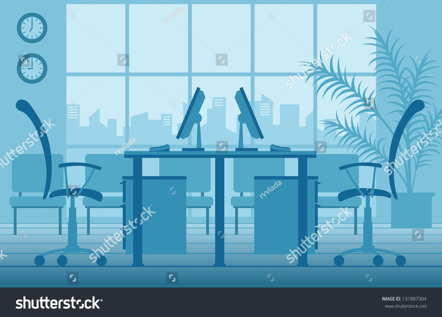 Office Interior Stock Vector 131887304 - Shutterstock