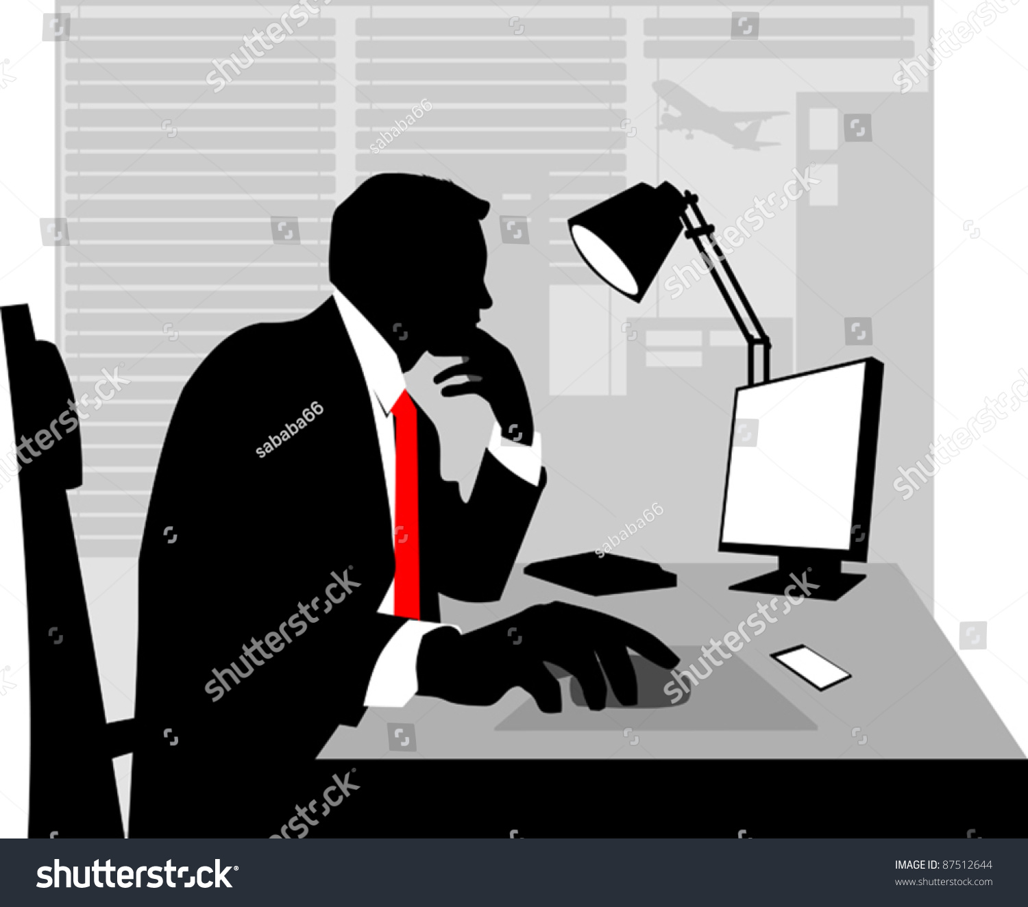 clipart of worker at desk - photo #32
