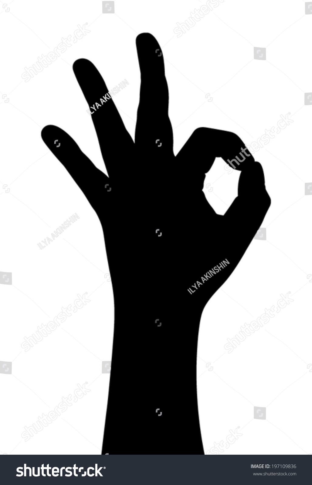 Ok Gesture Of The Hand Vector Silhouette 197109836 Shutterstock