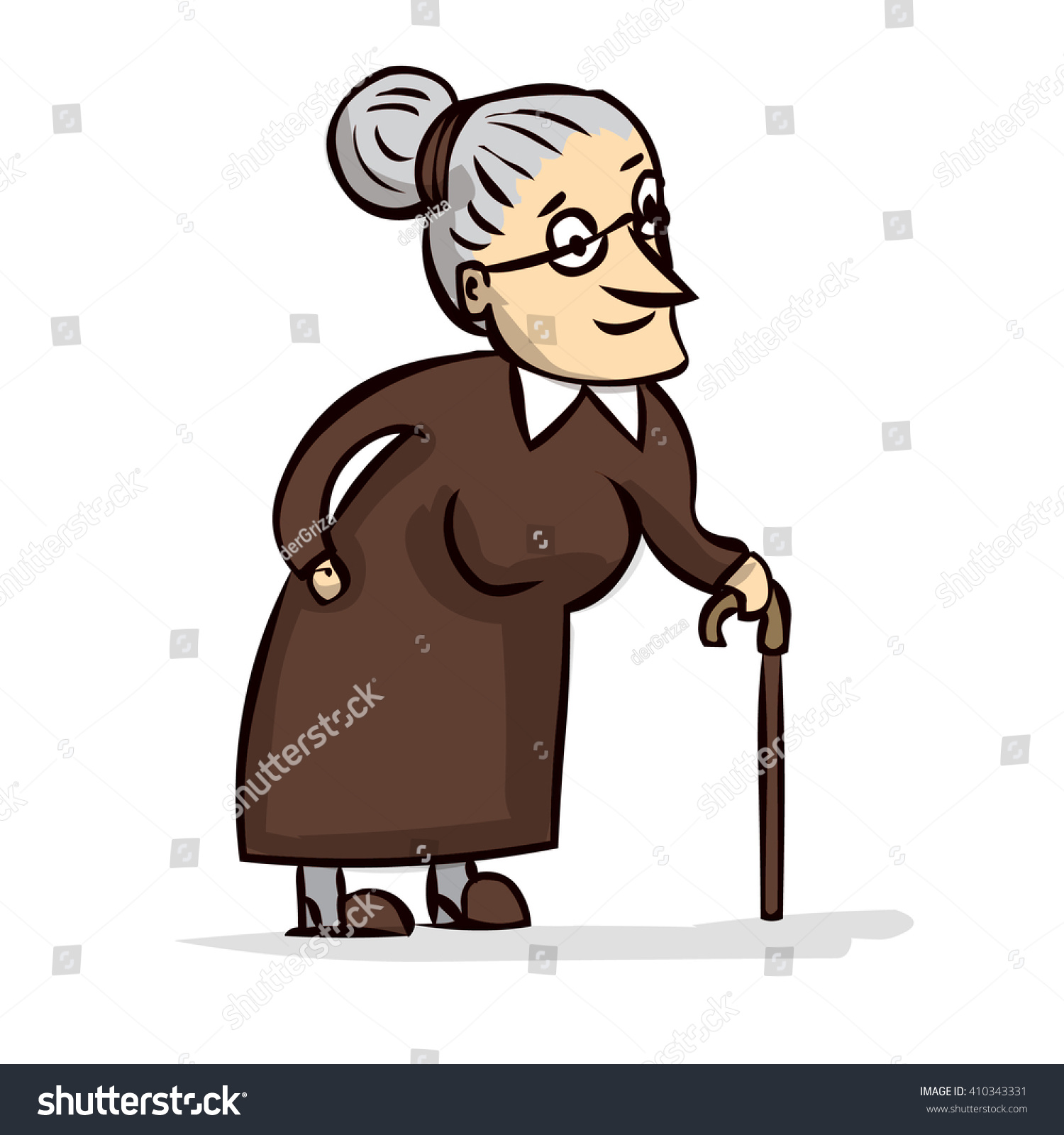 Old Lady Walking Stick Hand Drawn Stock Vector 410343331 Shutterstock 6295